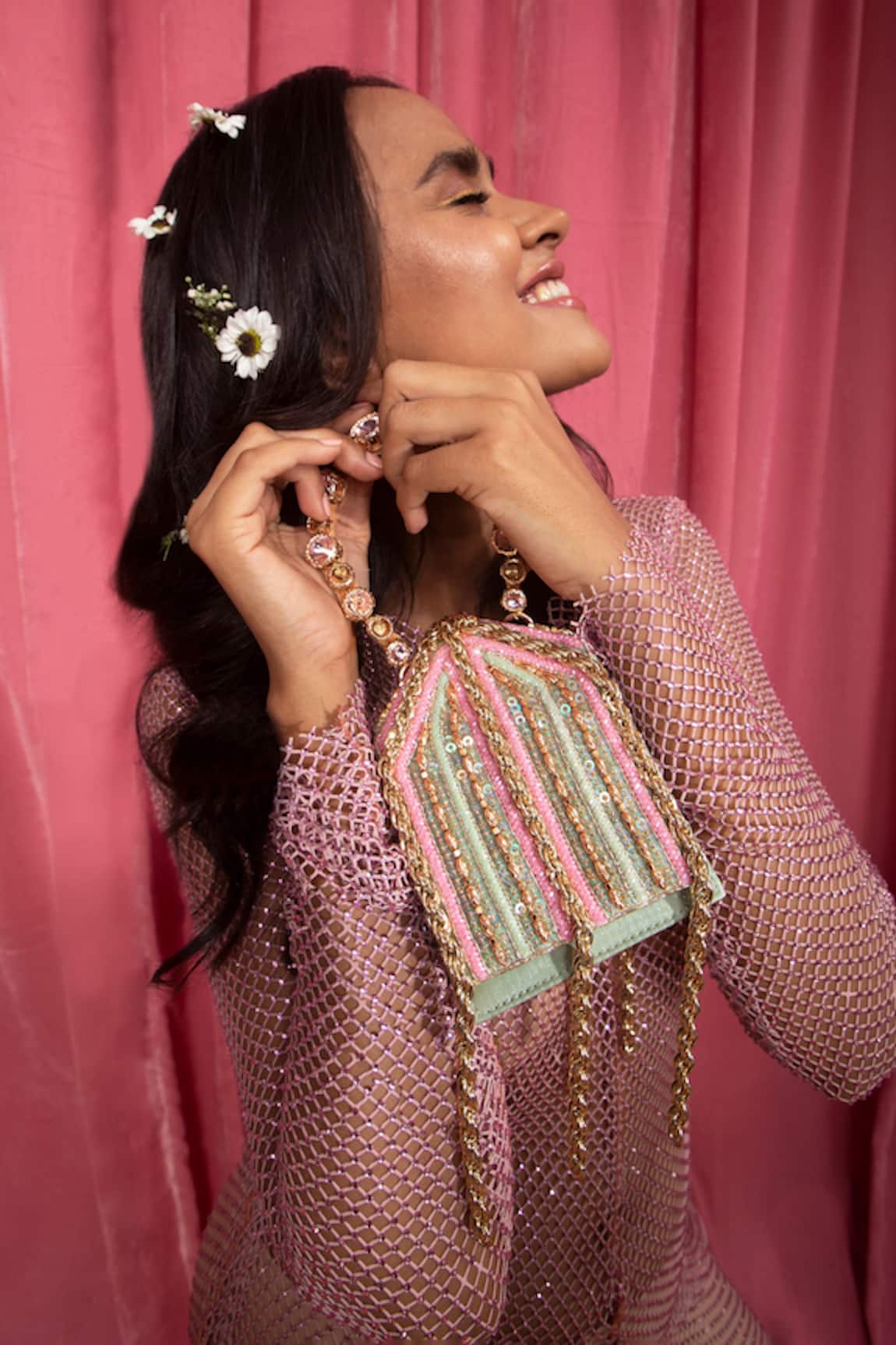 Papa Don't Preach Accessories Embellished Mini Bag with Metal Handle