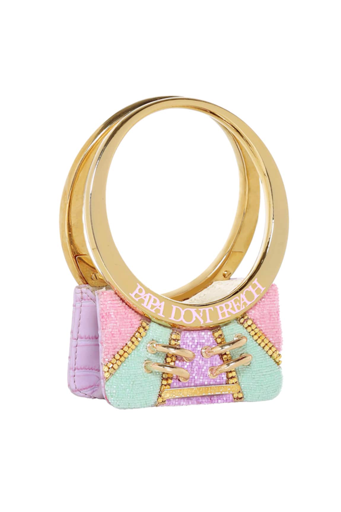 Papa Don't Preach Accessories Hand Embroidered Color Block Mini Bag