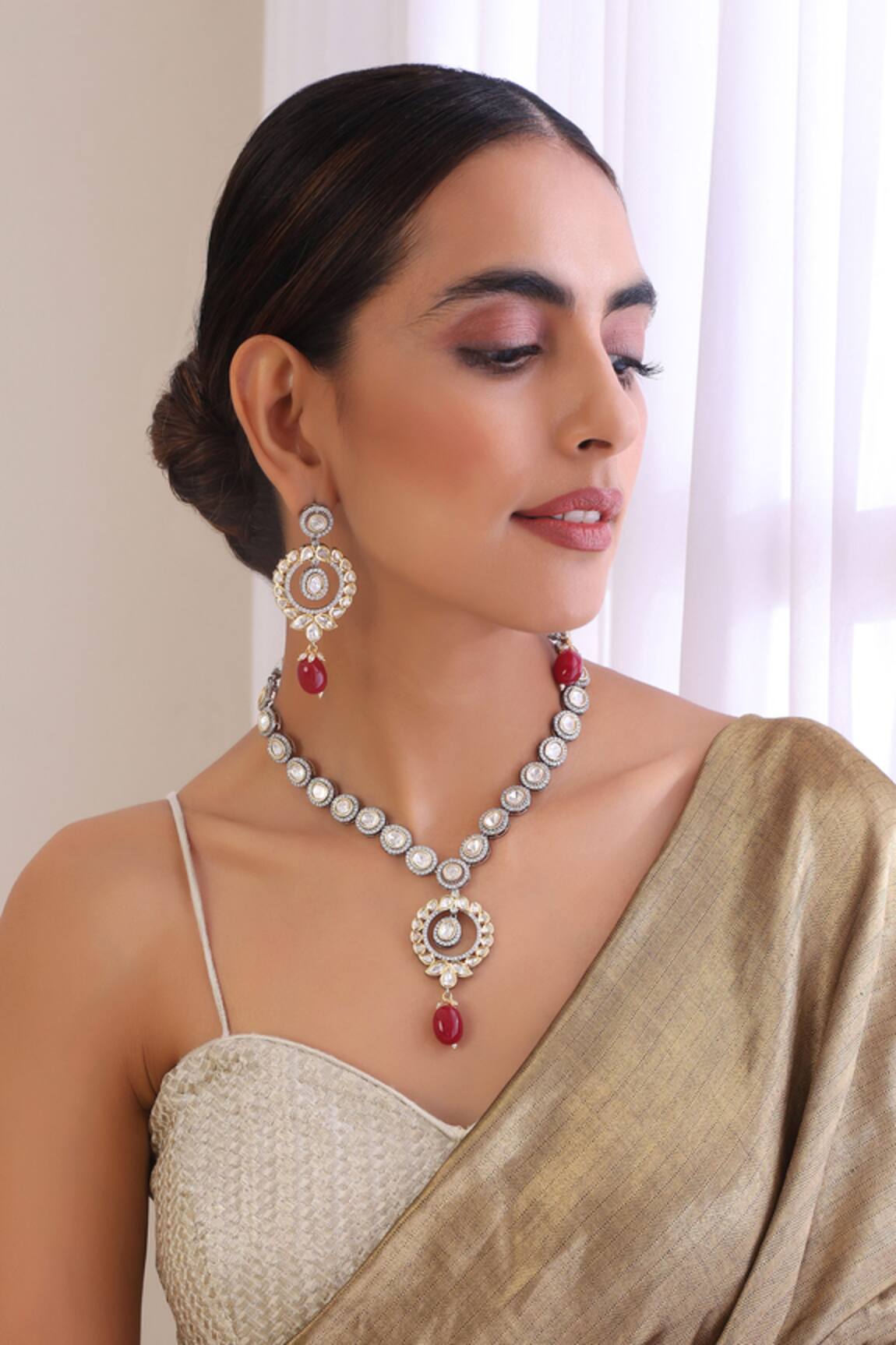 Swabhimann Polki Embellished Pendant Necklace Set