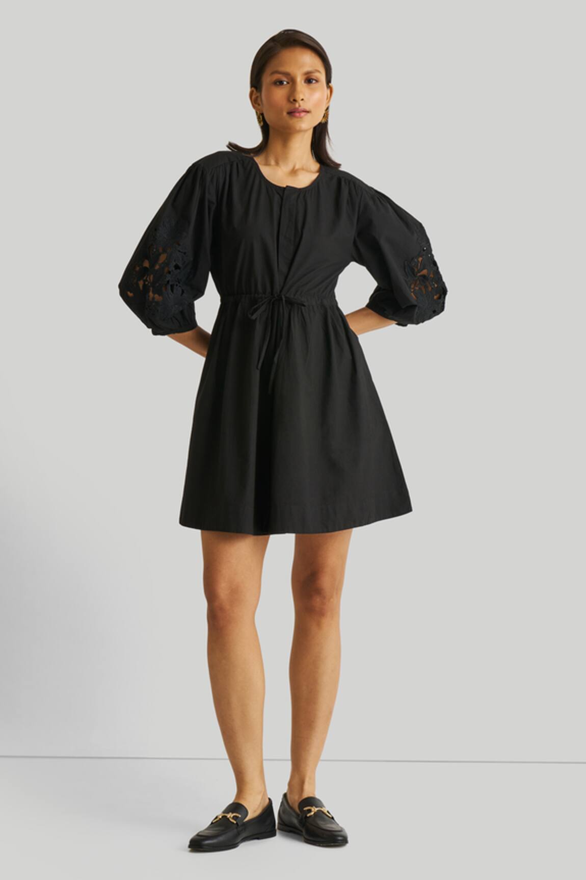 Reistor Organic Cotton Balloon Sleeve Shirt Dress