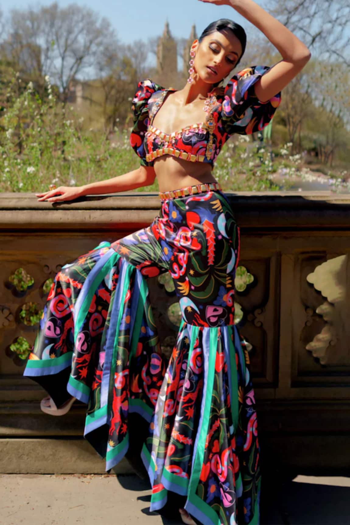 Papa Don't Preach Pret Tropical Quartz Printed Blouse & Pant Set