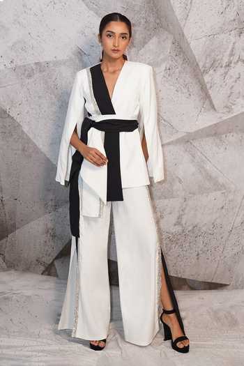 Archana Kochhar Yin-Yang Color Block Blazer & Pant Set 
