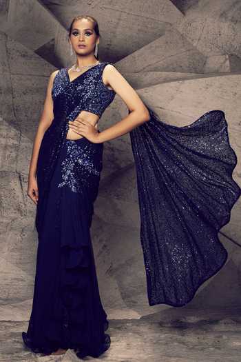Archana Kochhar Shimmering Pre-Draped Saree With Blouse 