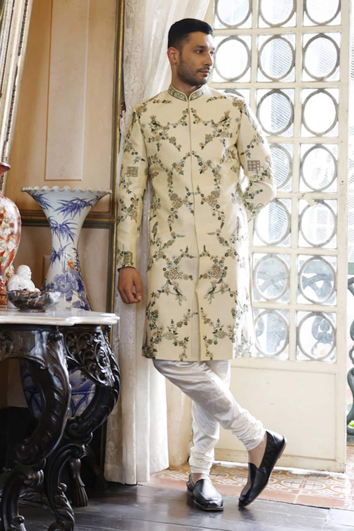 Vikram Phadnis Silk Embroidered Sherwani Set