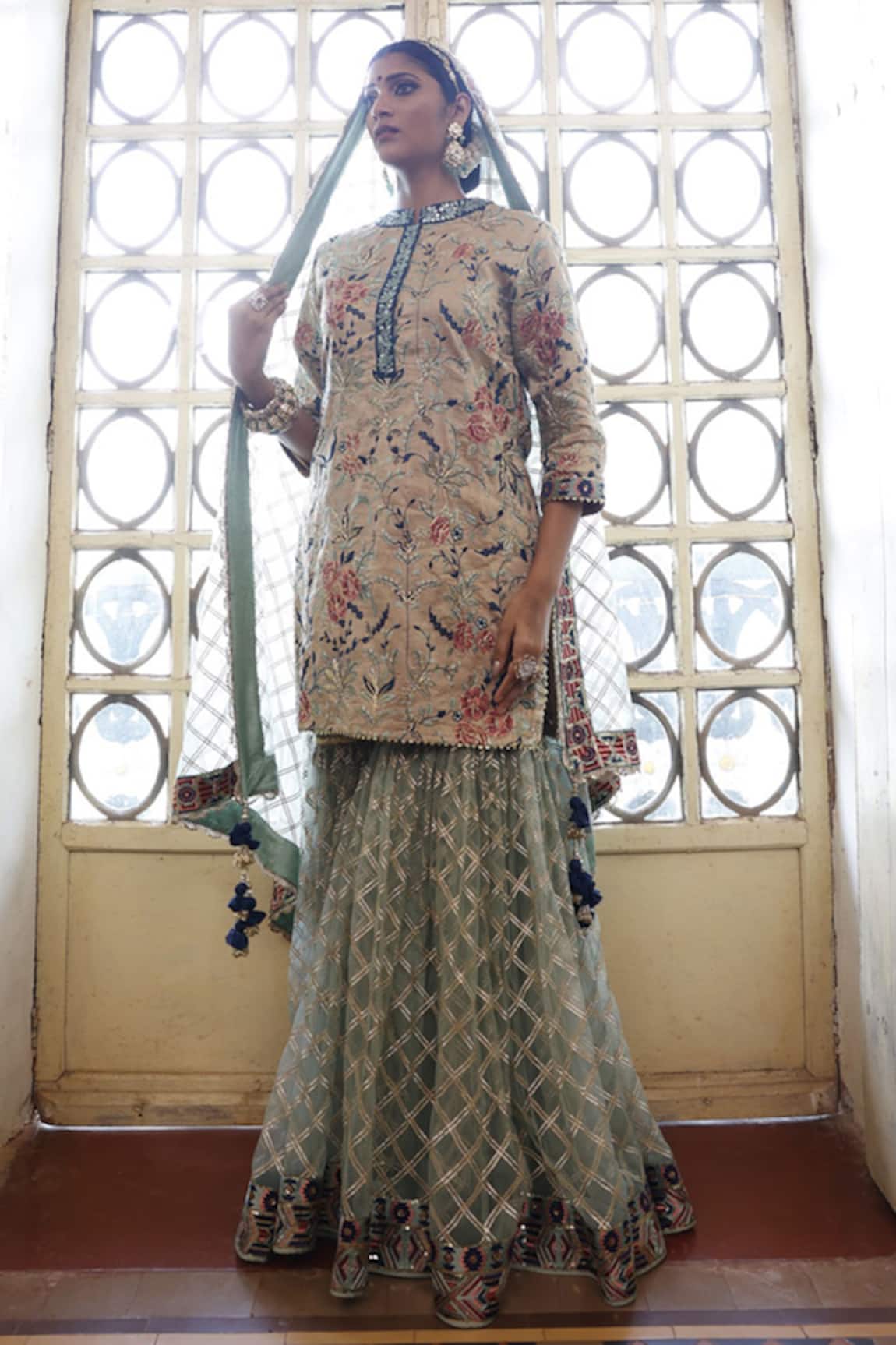 Vikram Phadnis Bloom Garden Embroidered Kurta Sharara Set 