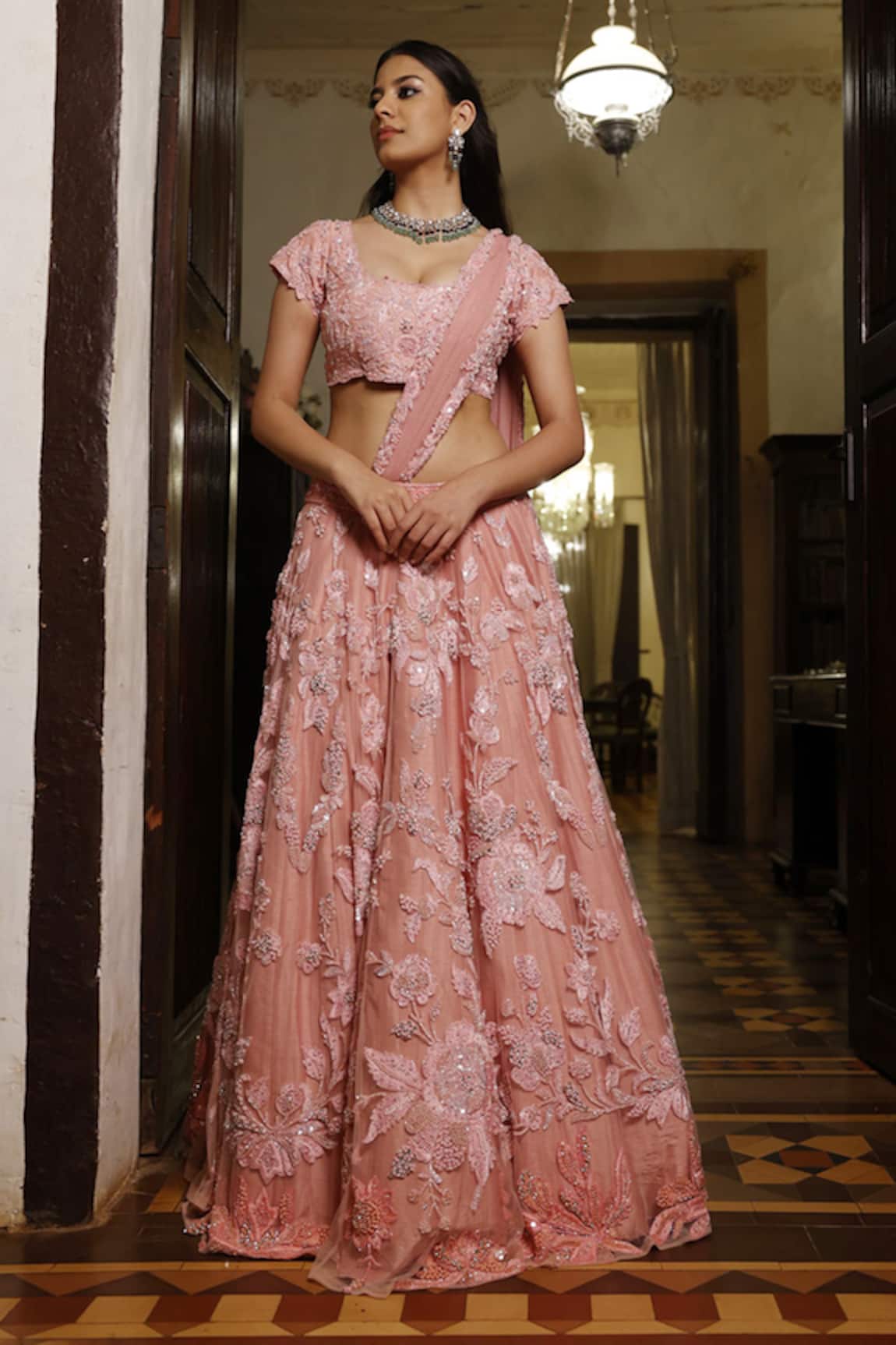 Vikram Phadnis Petunia Bloom Embroidered Lehenga With Blouse