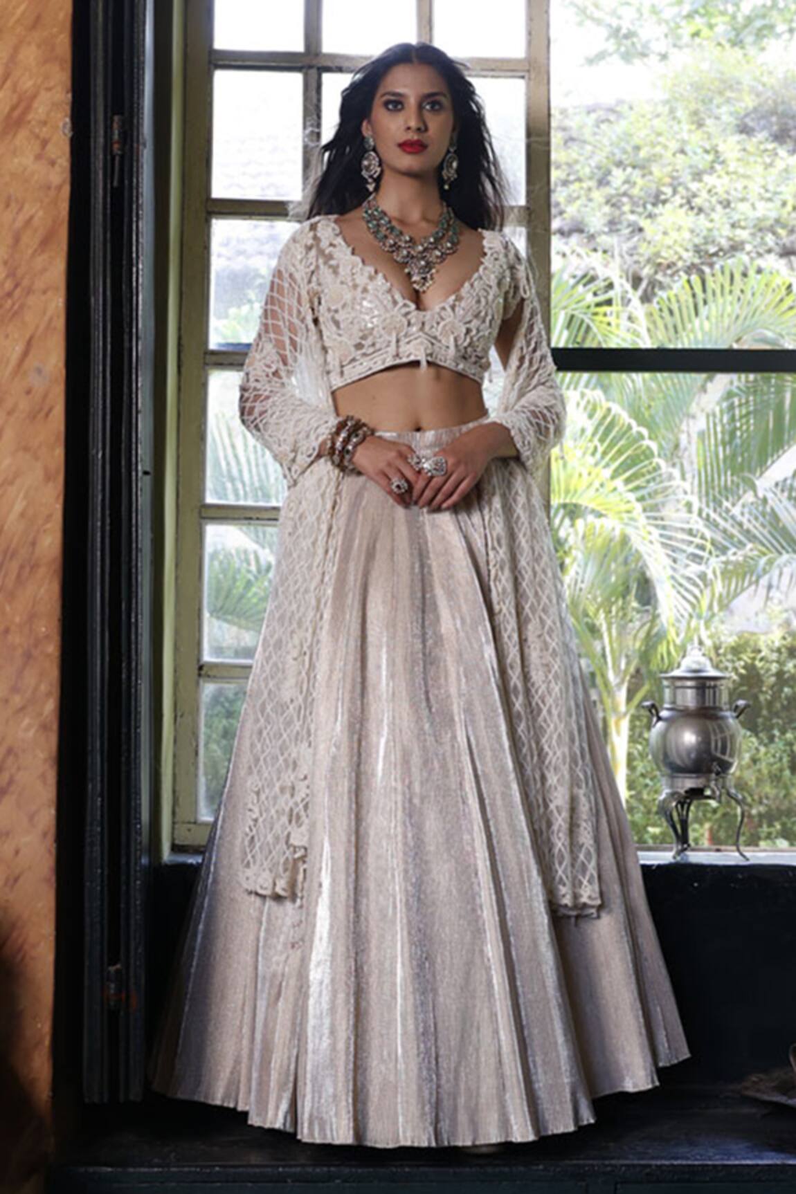 Vikram Phadnis Floral Jaal Embroidered Bridal Lehenga Set