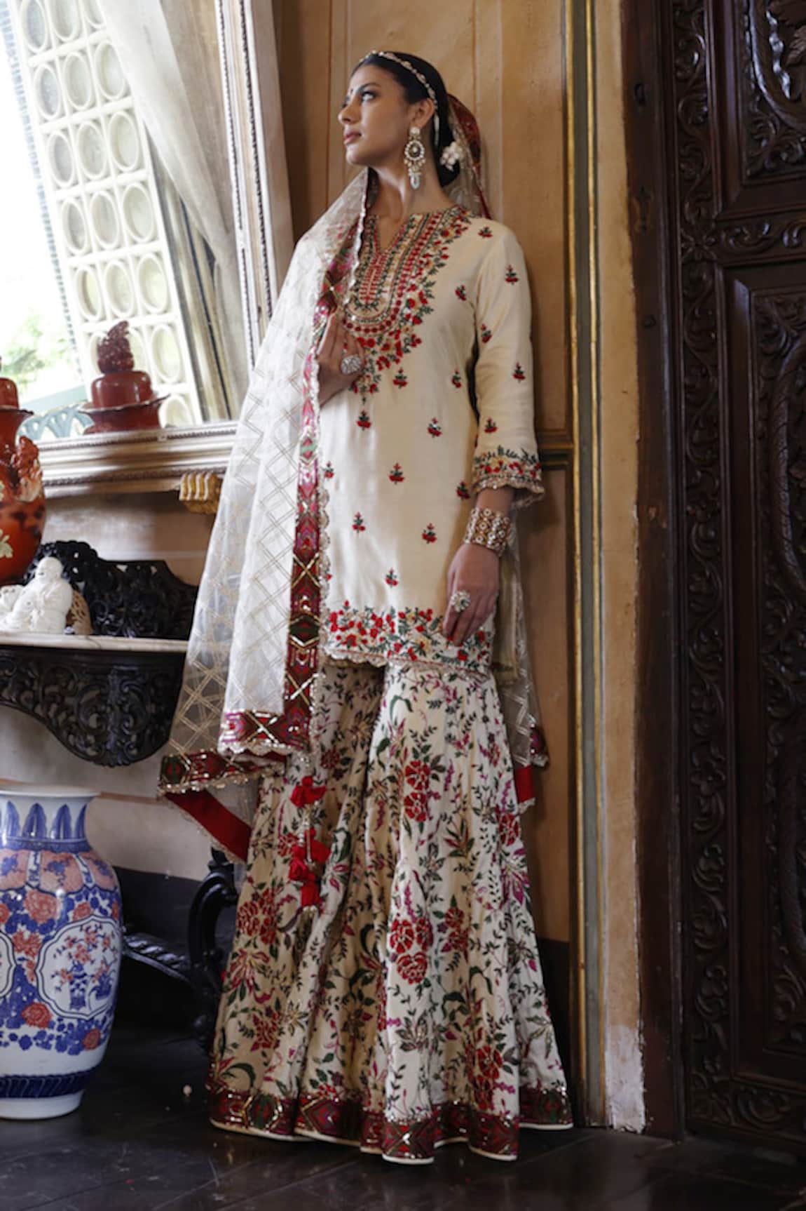 Vikram Phadnis Floral Embroidered Kurta Sharara Set