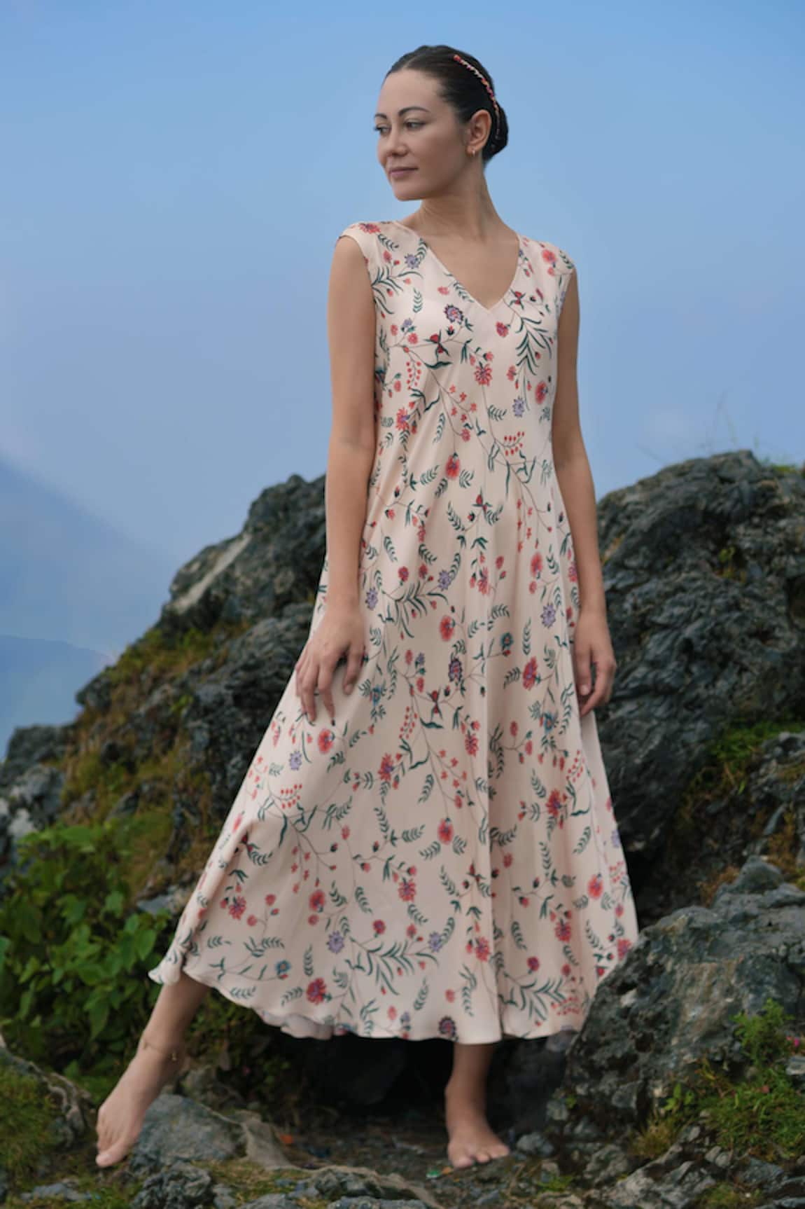 Raas Life Malini Jhilmil Floral Print Maxi Dress 