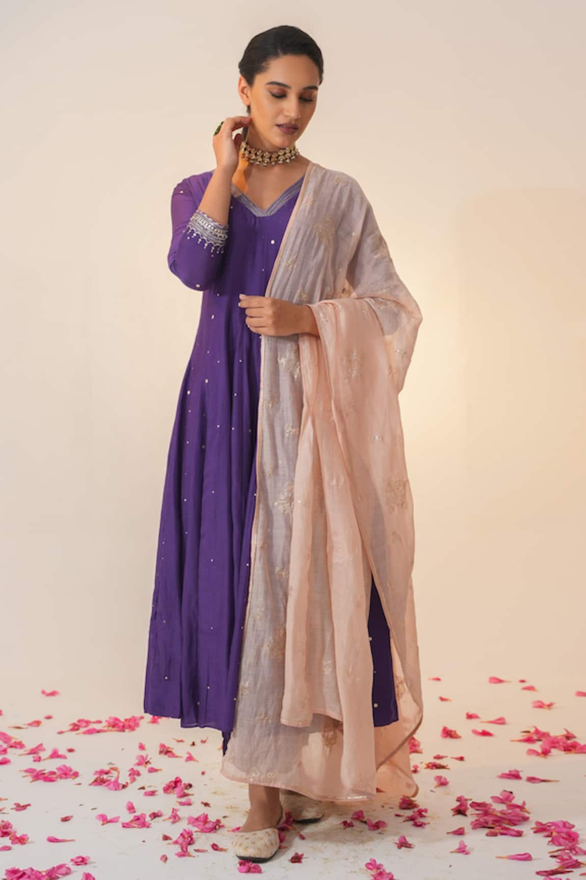 Label Mansi Nagdev Ikhitiyaar Cotton Silk Anarkali Trouser Set