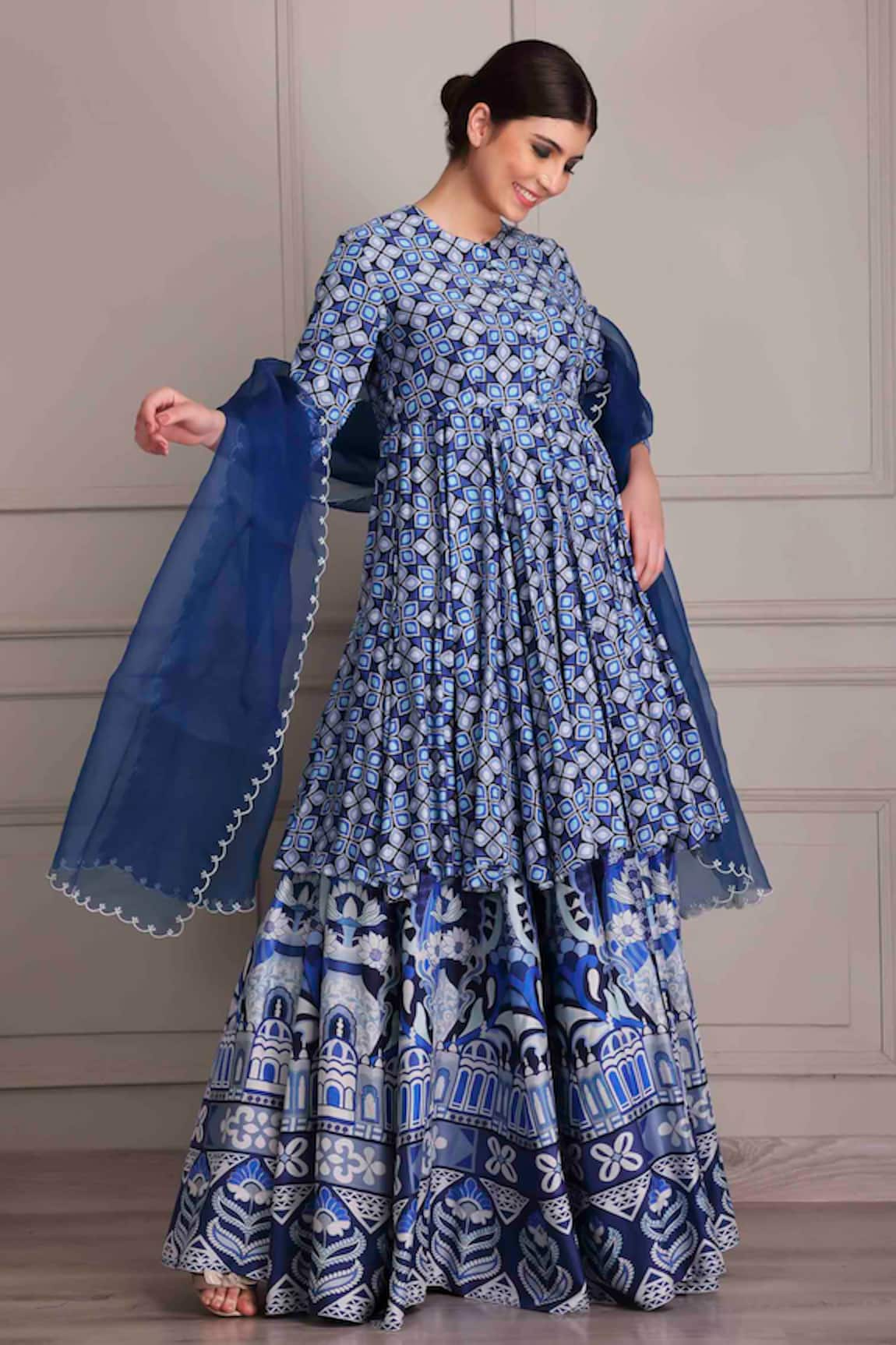 ALPONA DESIGNS BY SOHAM ACHARYA Palace Print Flared Skirt