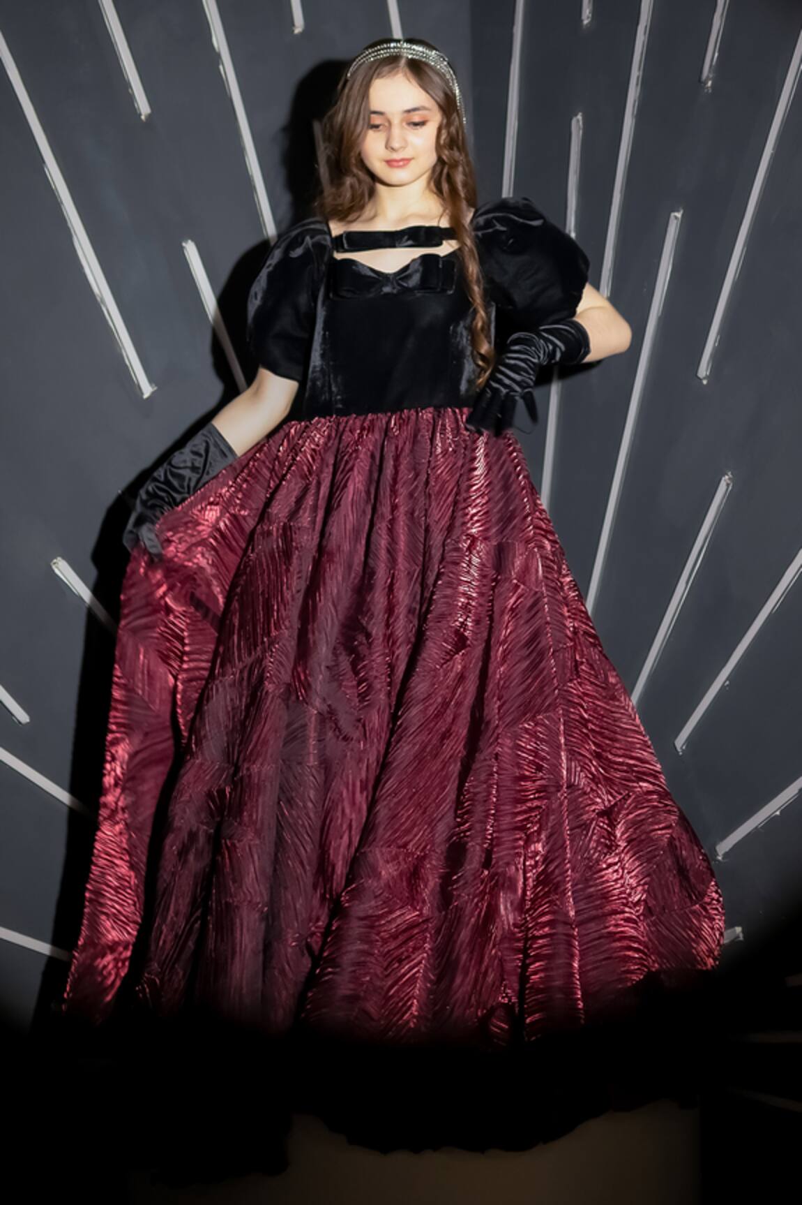 Hoity Moppet Diva Velvet Textured Gown 