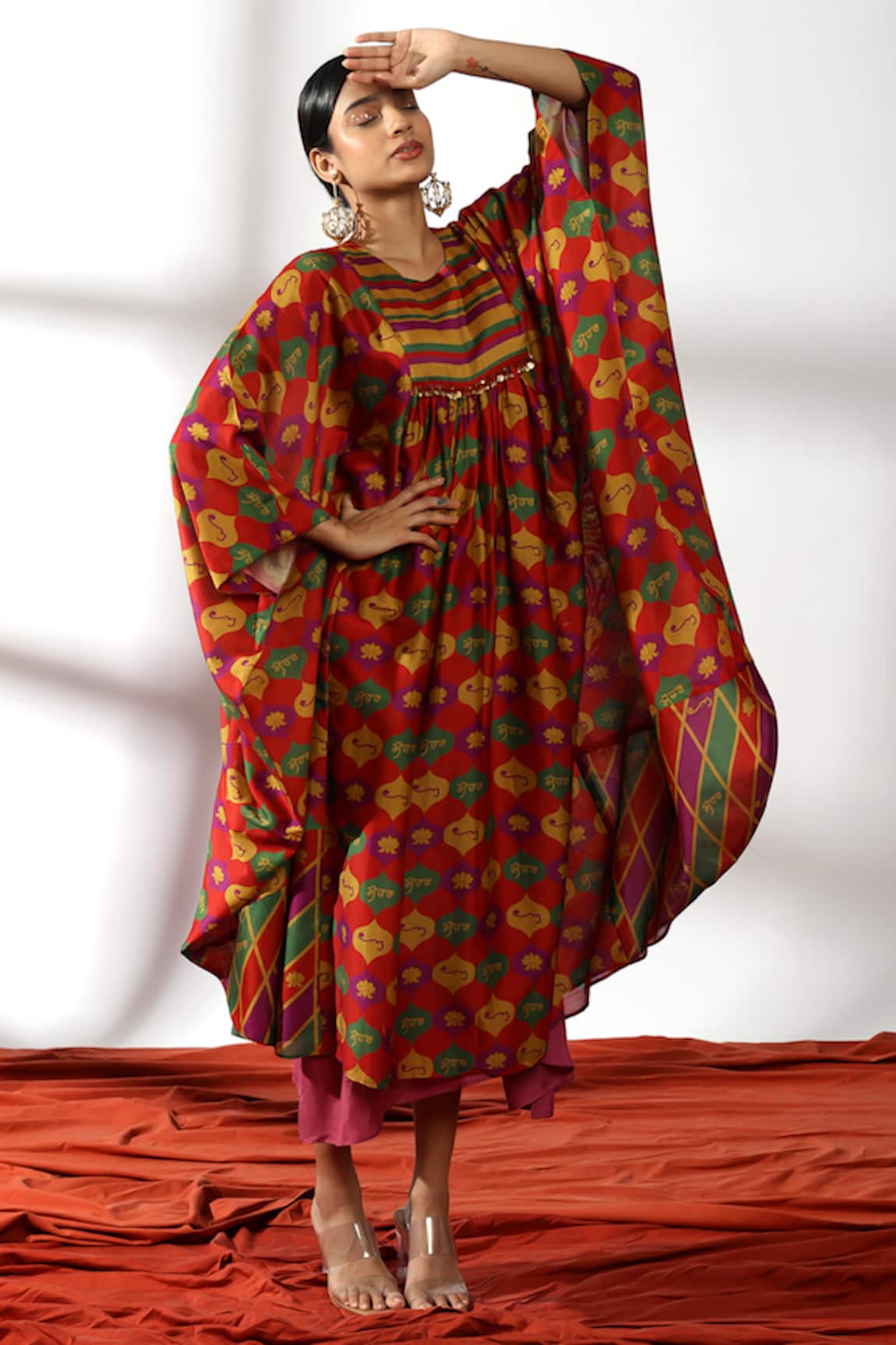 Leela By A Temple Arch Print Kaftan With Inner 