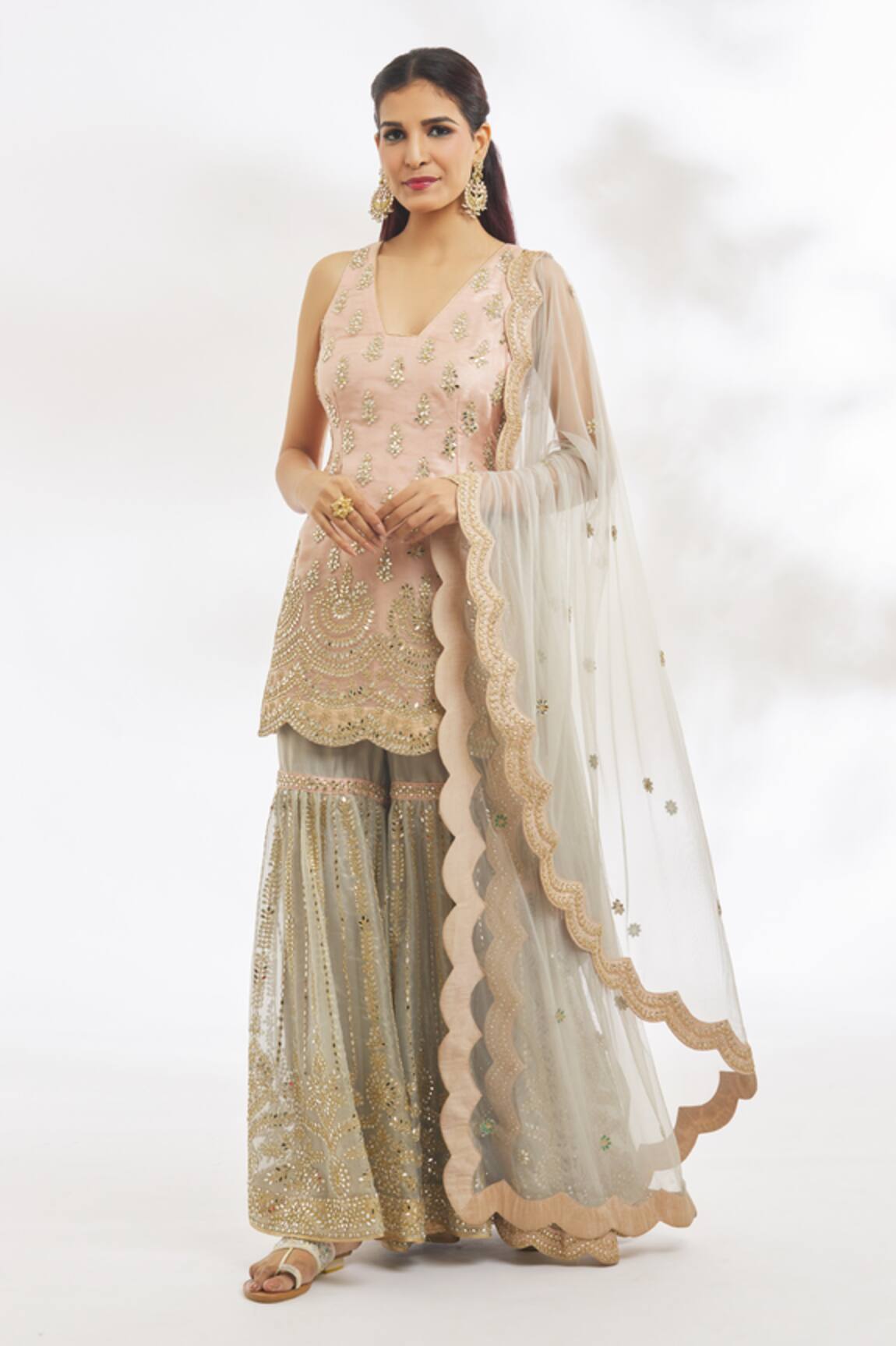 Vandana Sethi Gota Patti Embroidered Kurta Gharara Set 
