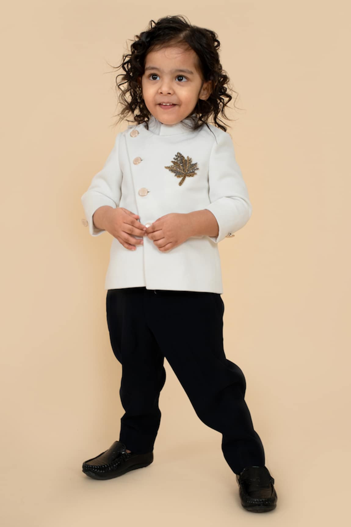 Little Boys Closet by Gunjan Khanijou Textured Angarkha Bandhgala With Pant