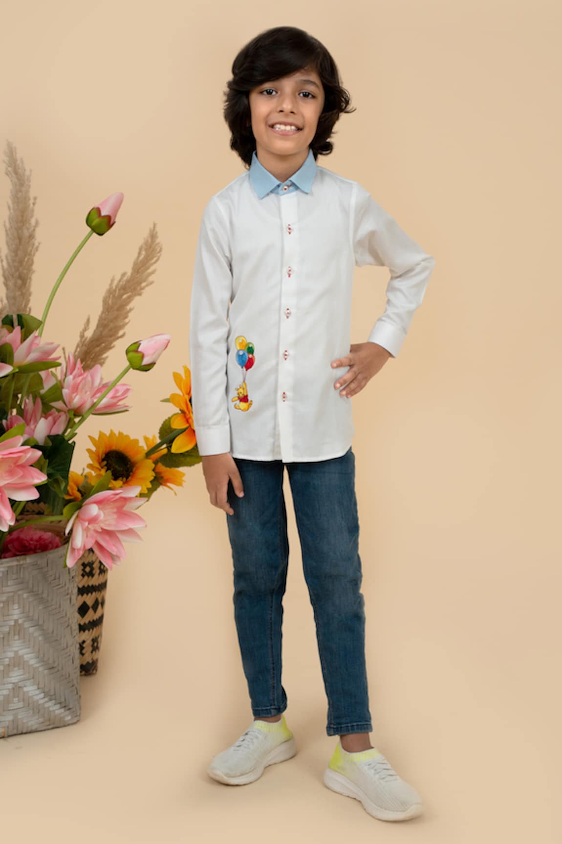 Little Boys Closet by Gunjan Khanijou Winnie The Pooh Embroidered Placement Shirt