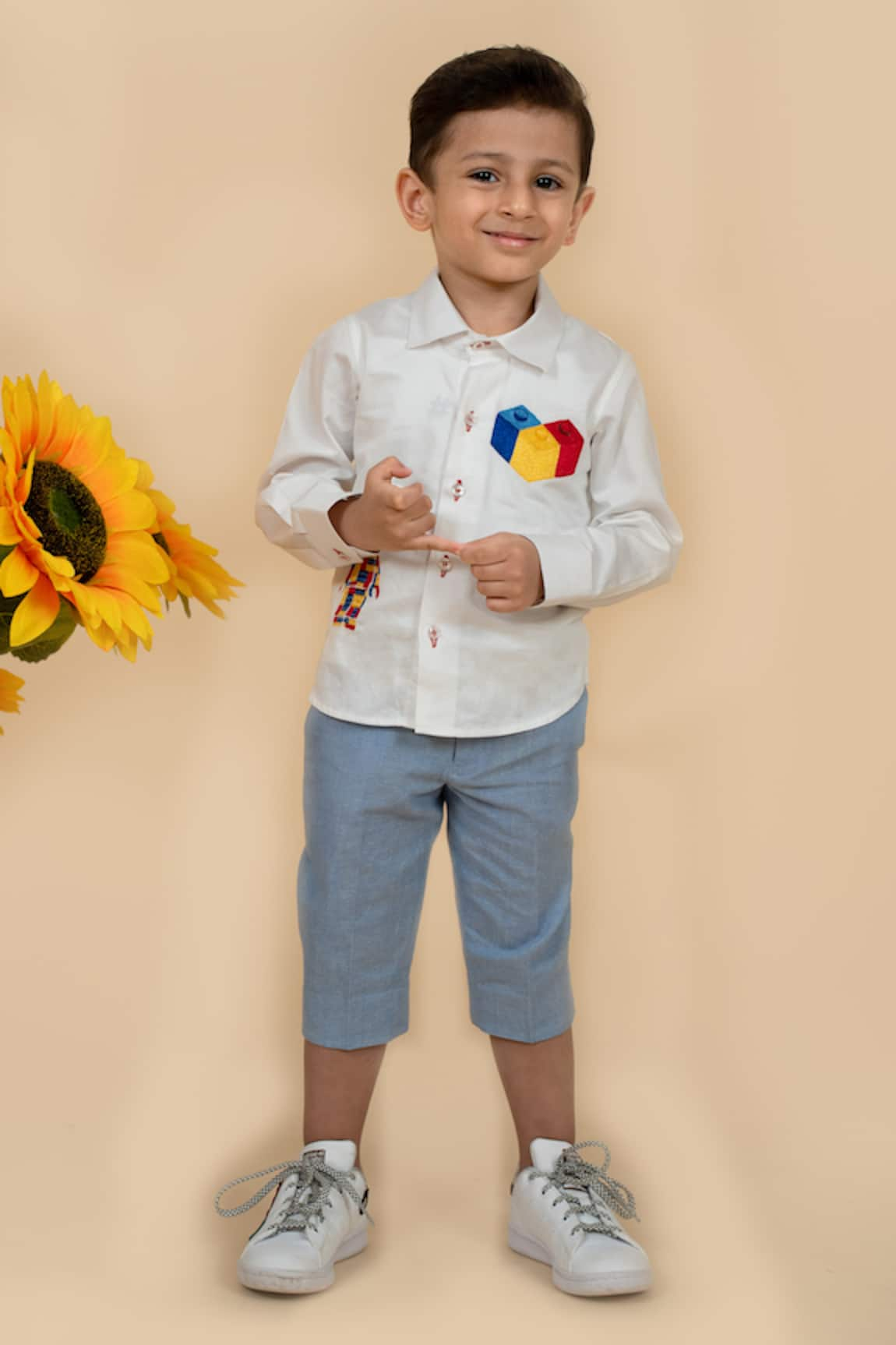 Little Boys Closet by Gunjan Khanijou Lego Embroidered Placement Shirt