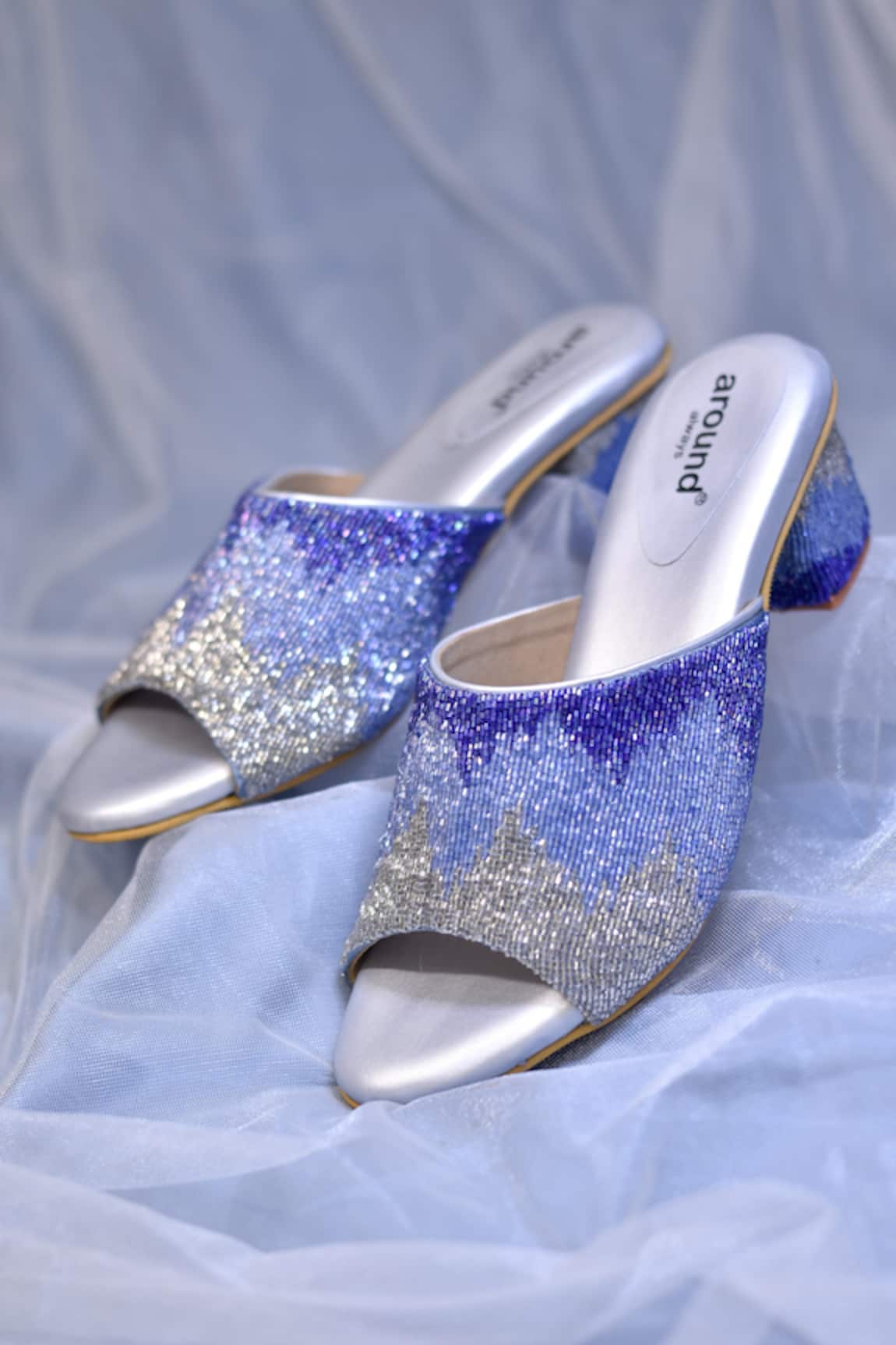 Around Always Elsa Embroidered Peep Toe Heels 