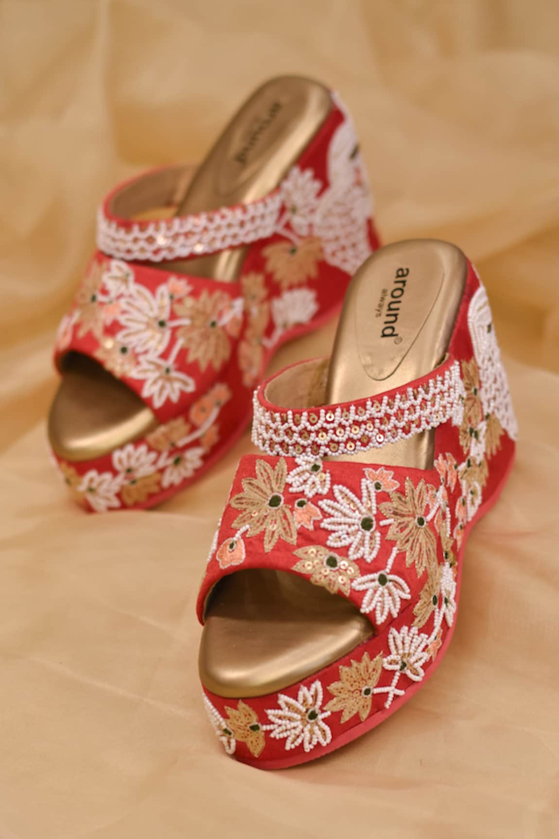 AROUND ALWAYS Pankh Thread Embroidered Wedges