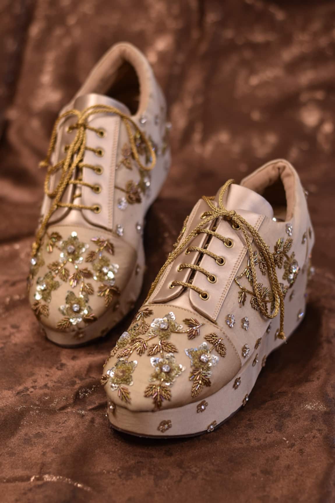 AROUND ALWAYS Stardust Pearl Embroidered Sneaker Wedges