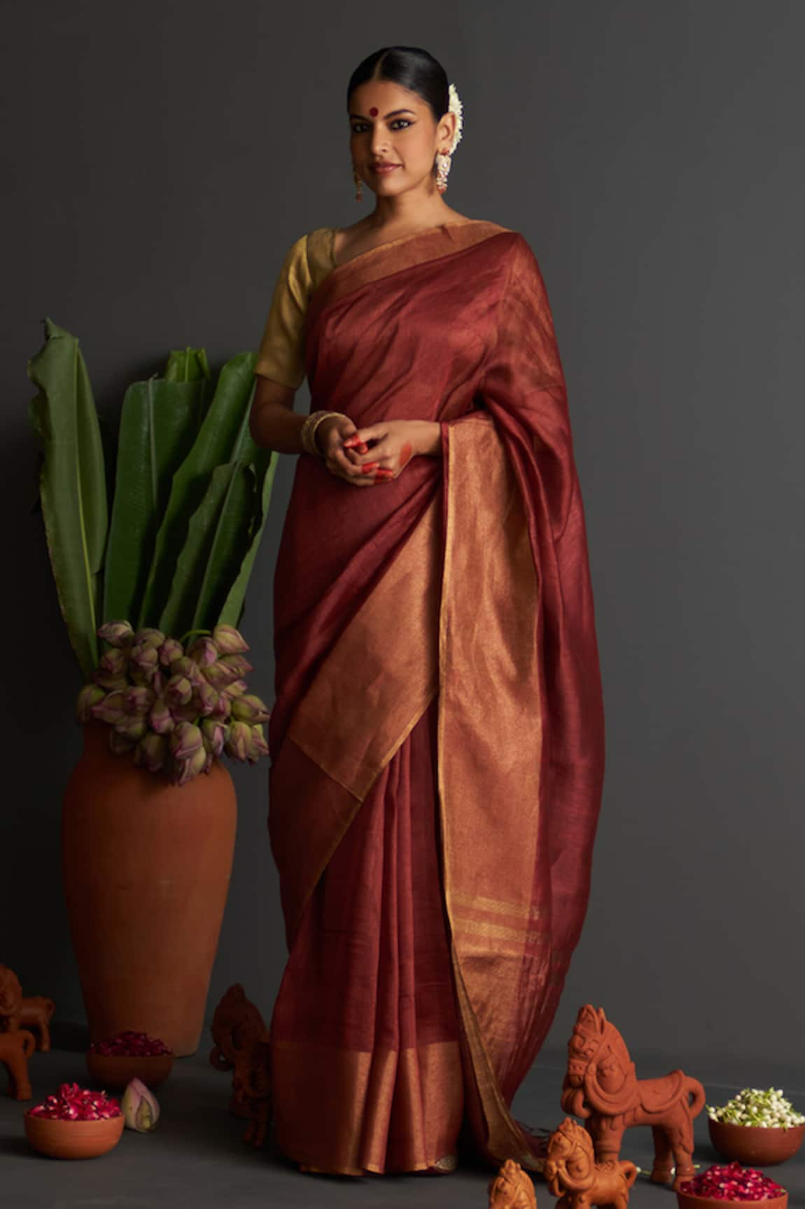 FIVE POINT FIVE Kashvi Woven Saree With Running Blouse