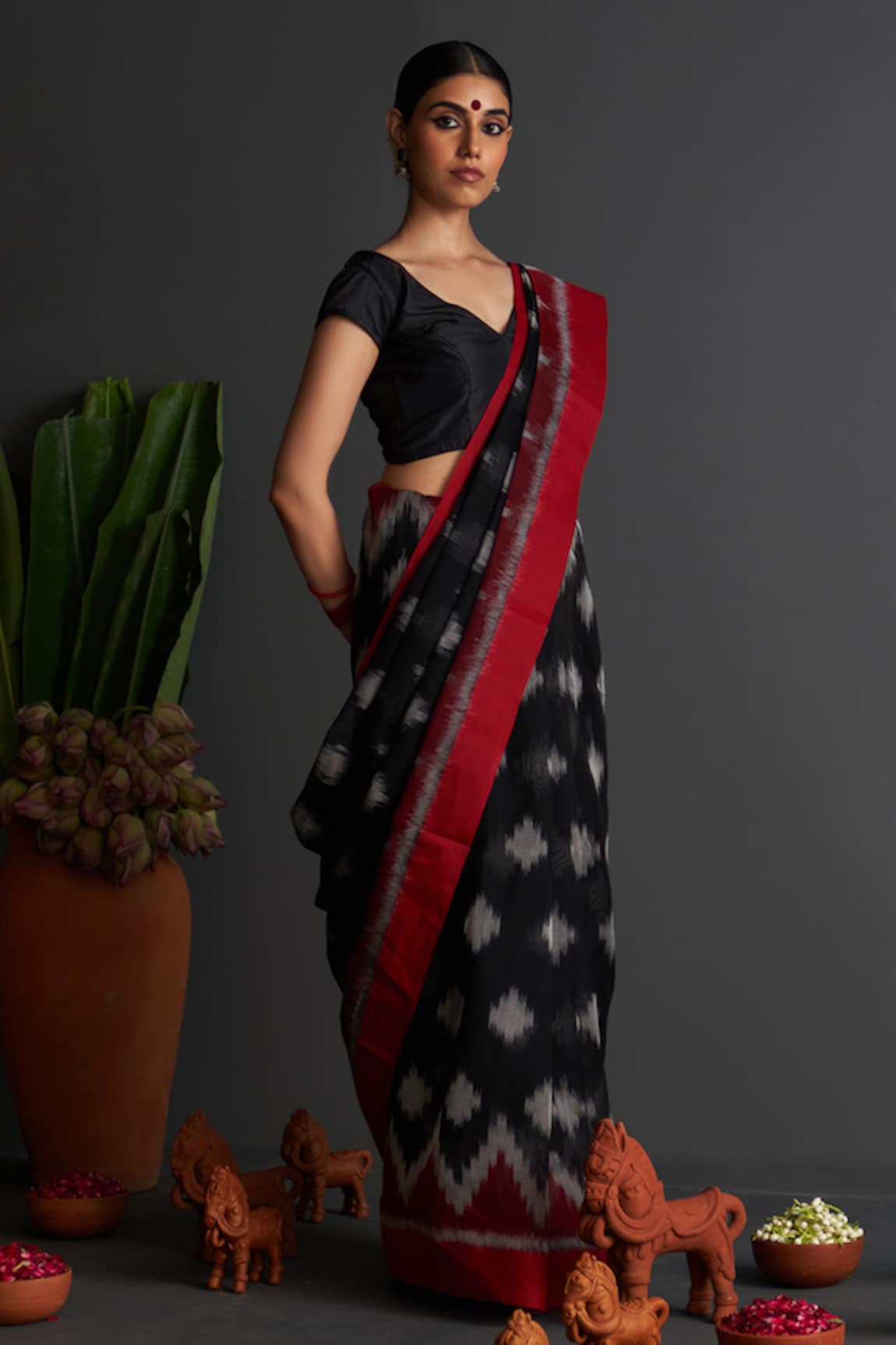 FIVE POINT FIVE Kalpana Ikat Woven Saree With Running Blouse