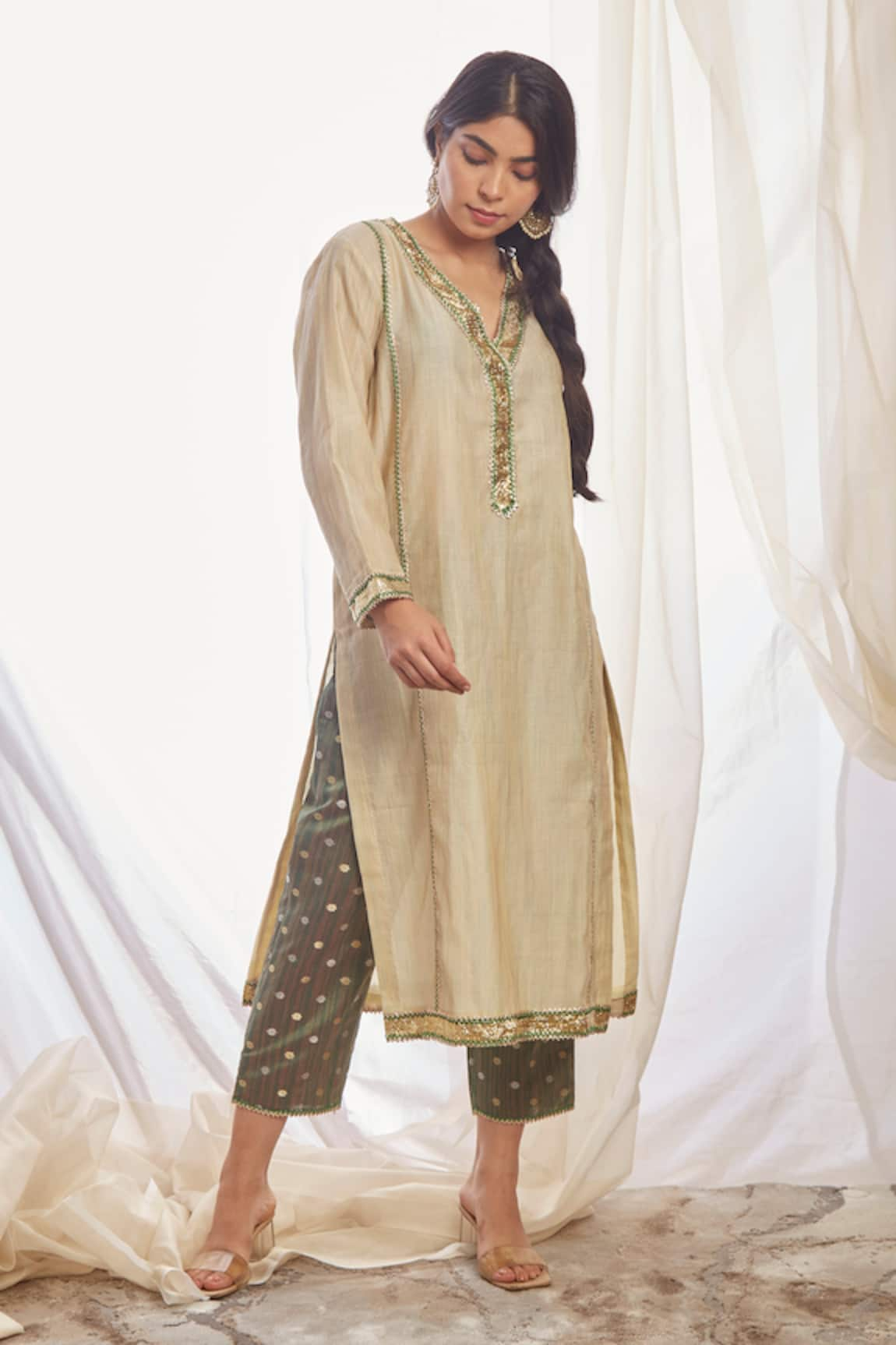 Bo tree Palm Straight Kurta & Silk Cotton Pant