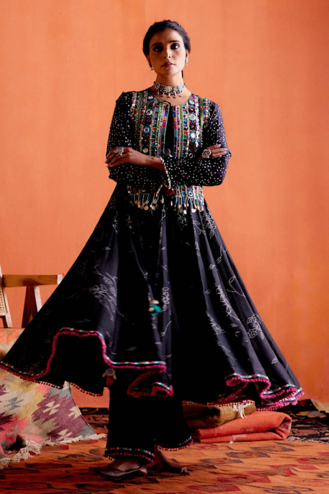 Karishma Khanduja Bareilly Chanderi Embroidered Anarkali Palazzo Set