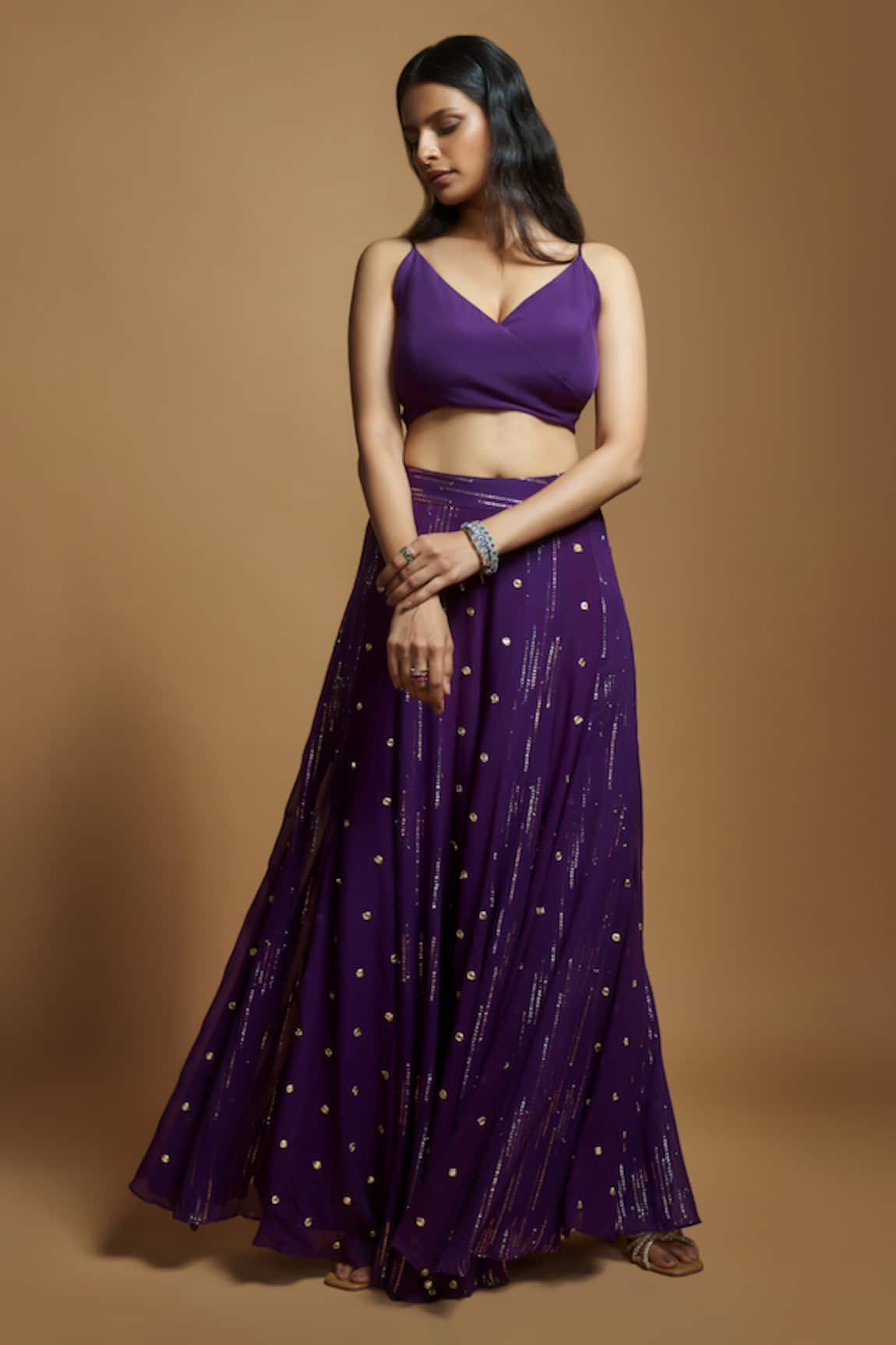 Style Junkiie Self Butti Embroidered Flared Pant 