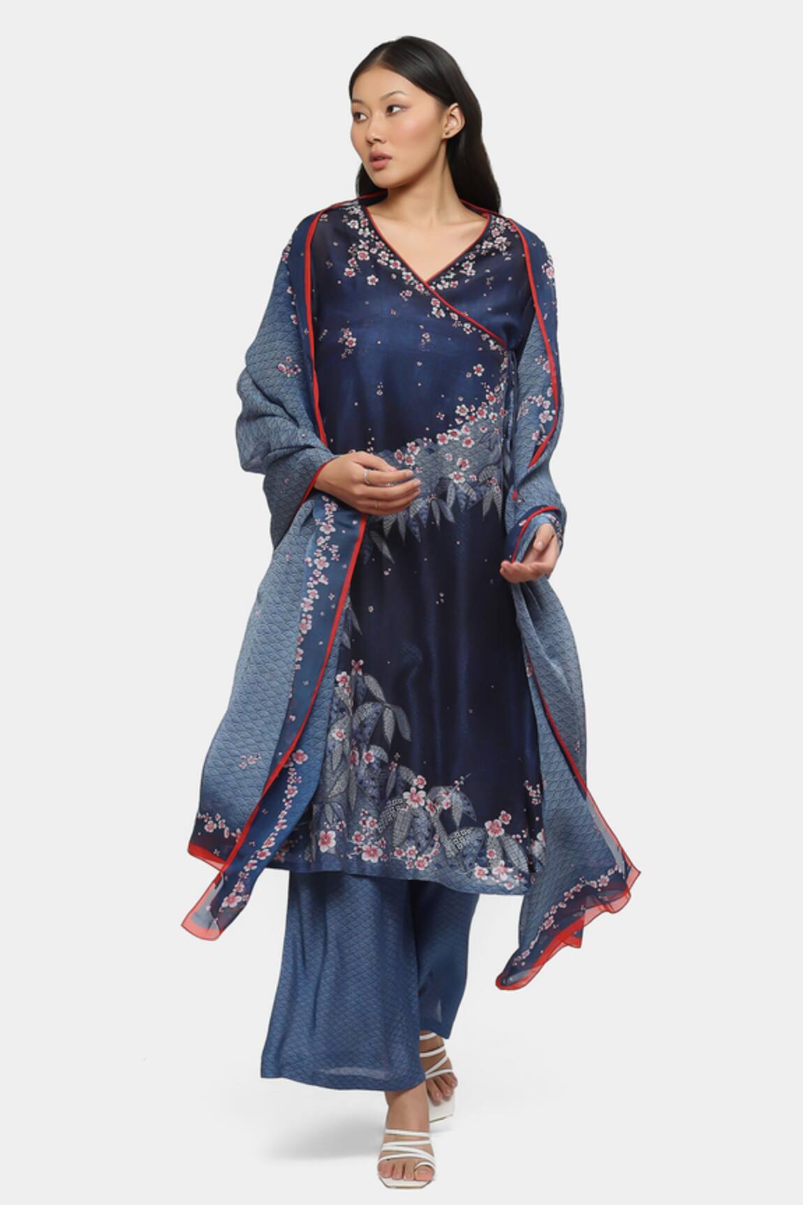 Satya Paul Into Depths Floral Pattern Angarkha & Pant Set 