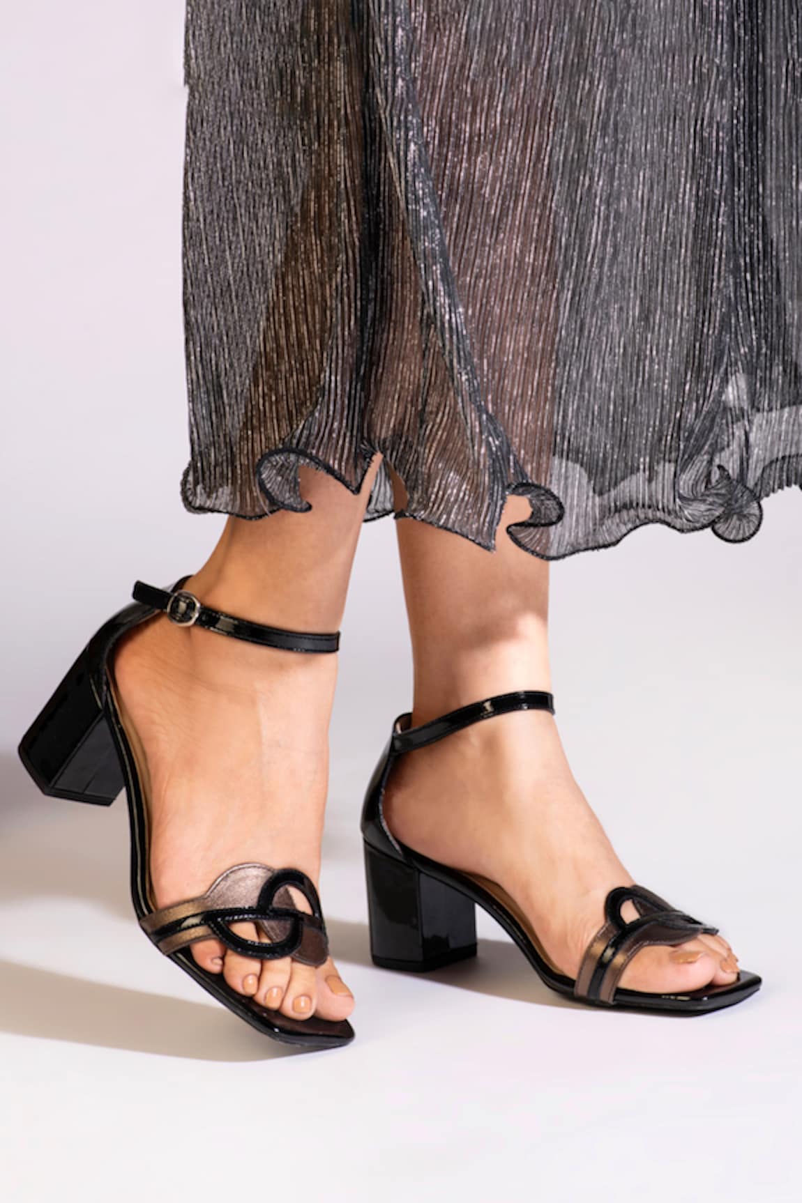 OCEEDEE Rumi Cutwork Strap Block Heels