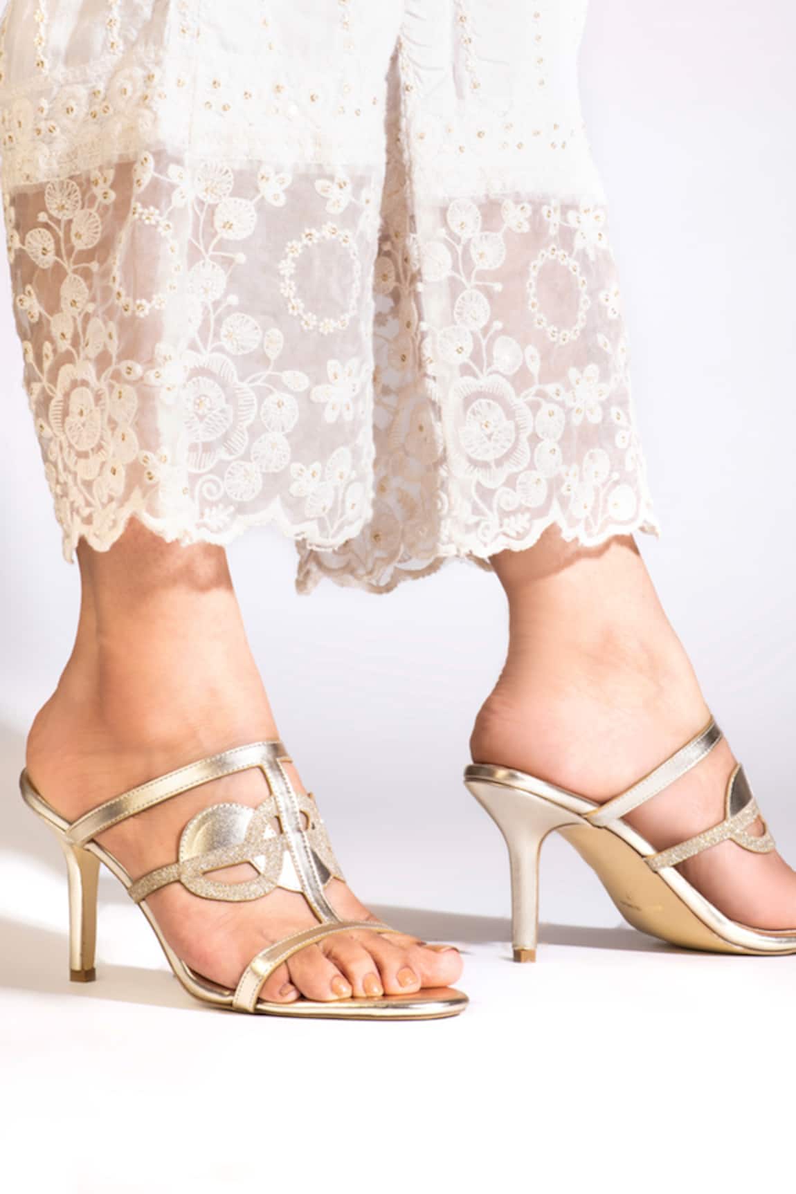 OCEEDEE Tahira Cutwork Strap Stiletto Heels