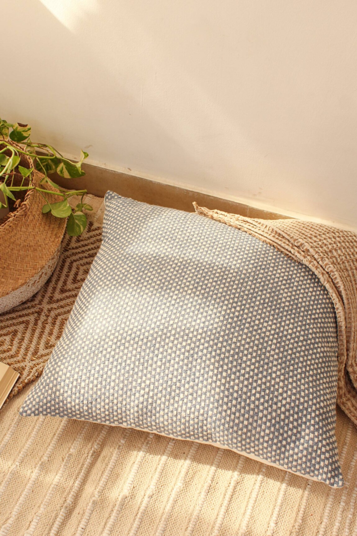 House This Vindhya Cotton Checkered Cushion Cover