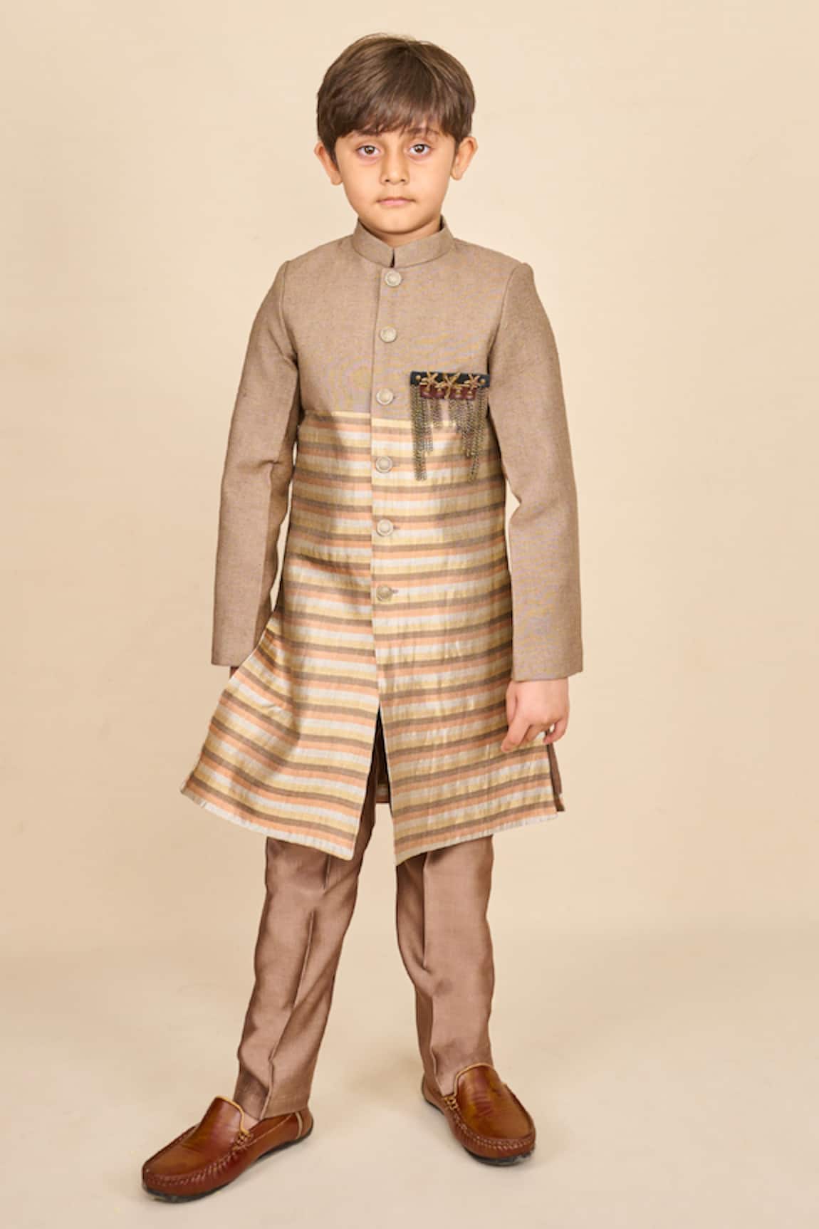 All Boy Couture Silk Zari Woven Achkan Set