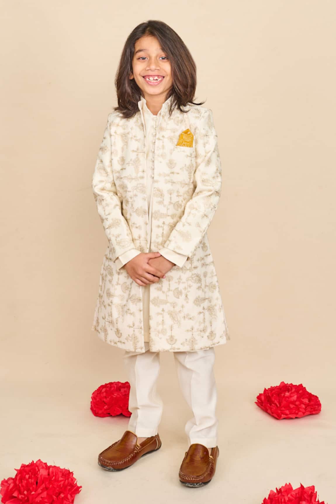 All Boy Couture Silk Embroidered Achkan & Kurta Set