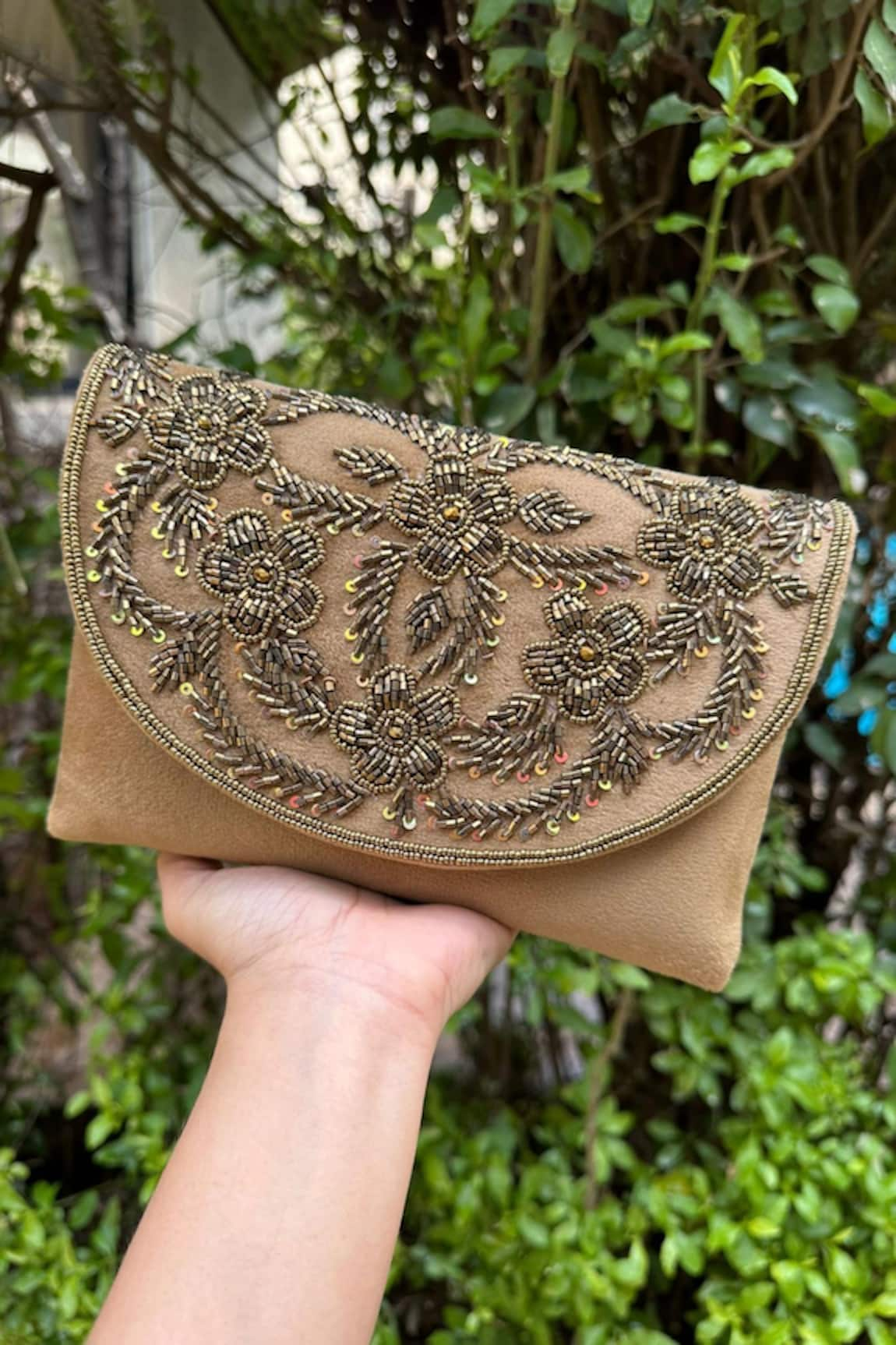 Stitched soles Bling Floral Sequin Embellished Clutch