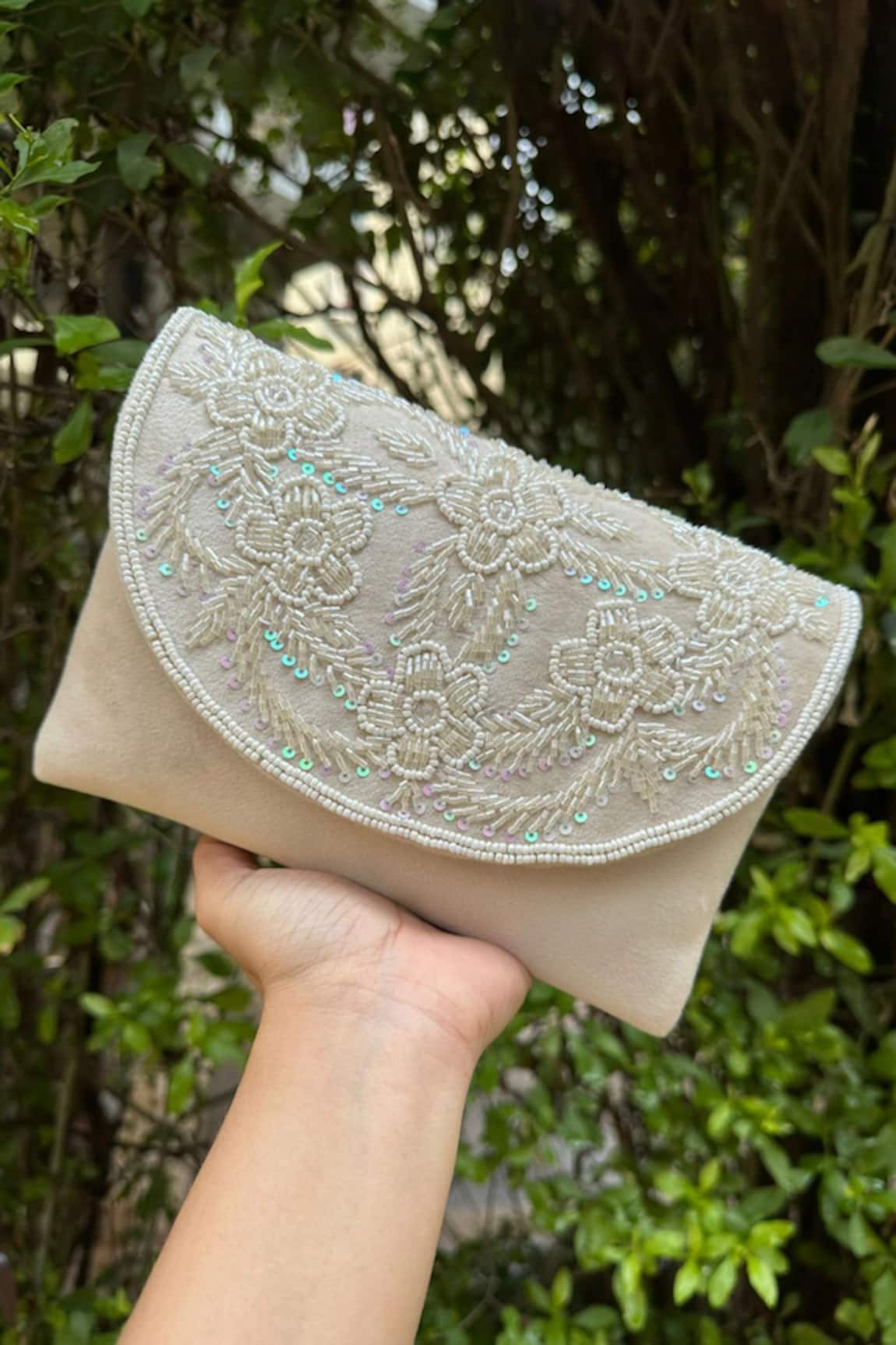 Stitched soles Bling Floral Bead Embellished Clutch