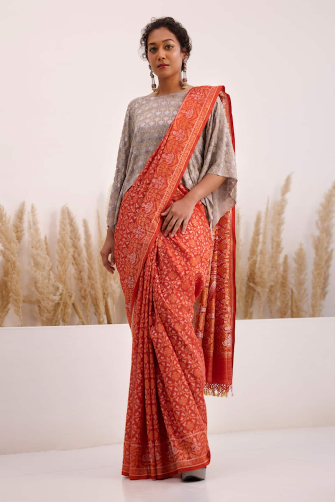 Chhaya Mehrotra Aarohi Handwoven Saree With Kaftan Blouse