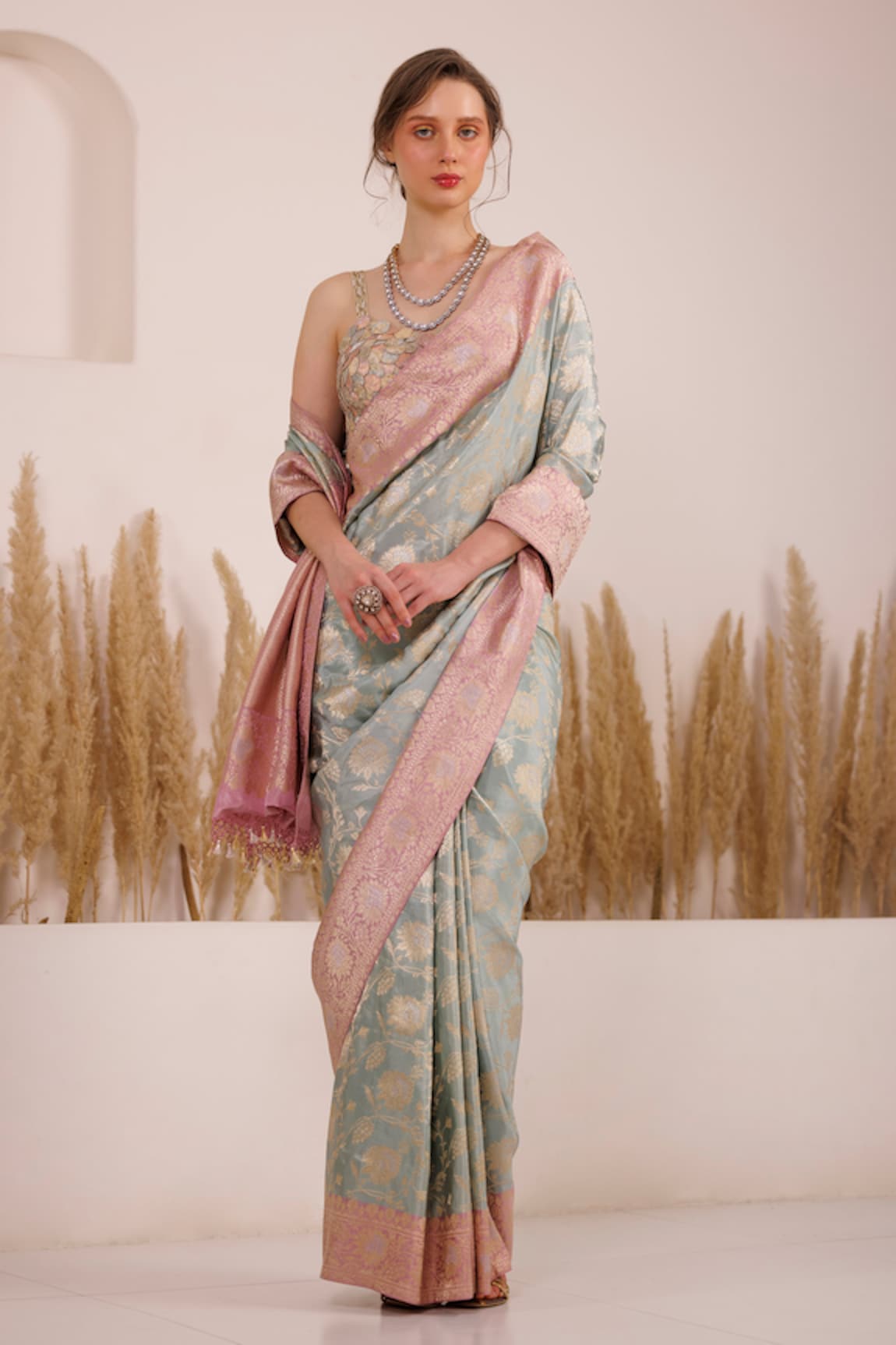 Chhaya Mehrotra Falak Saree With Brocade Applique Blouse