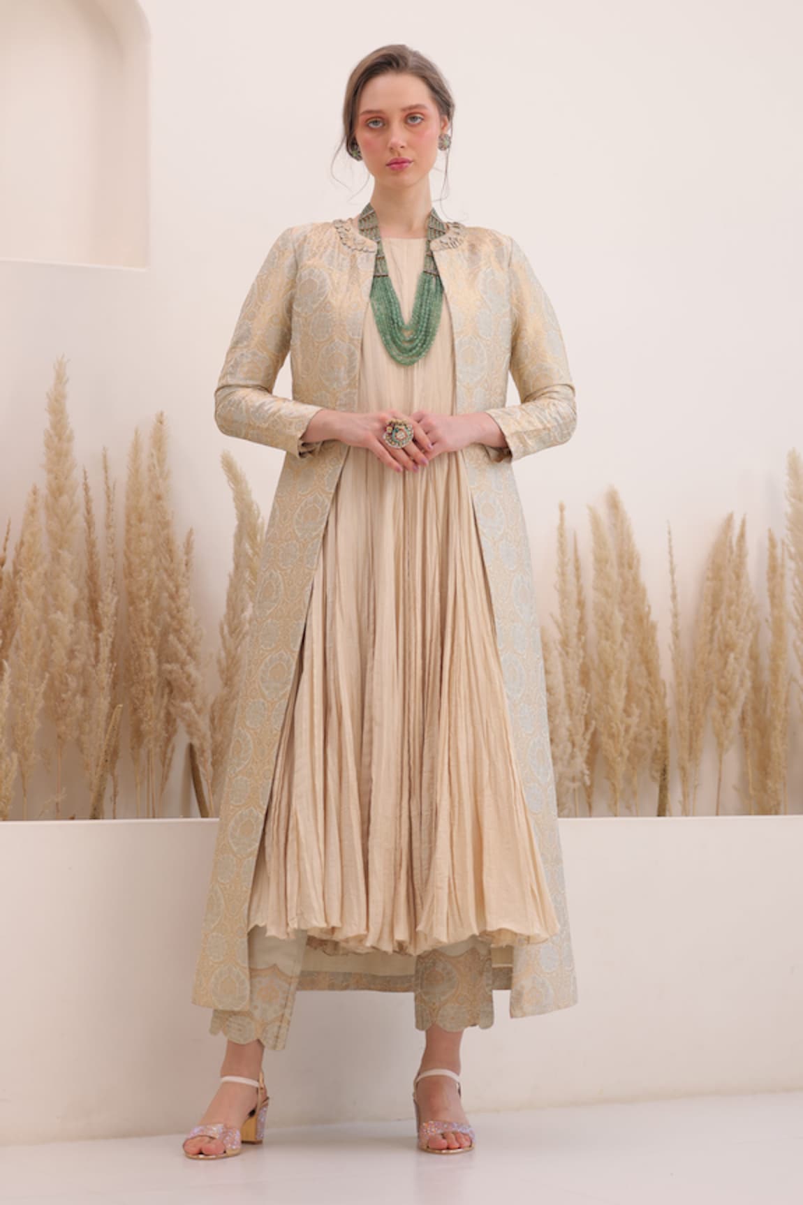 Chhaya Mehrotra Sahista Handwoven Embellished Jacket Anarkali Set