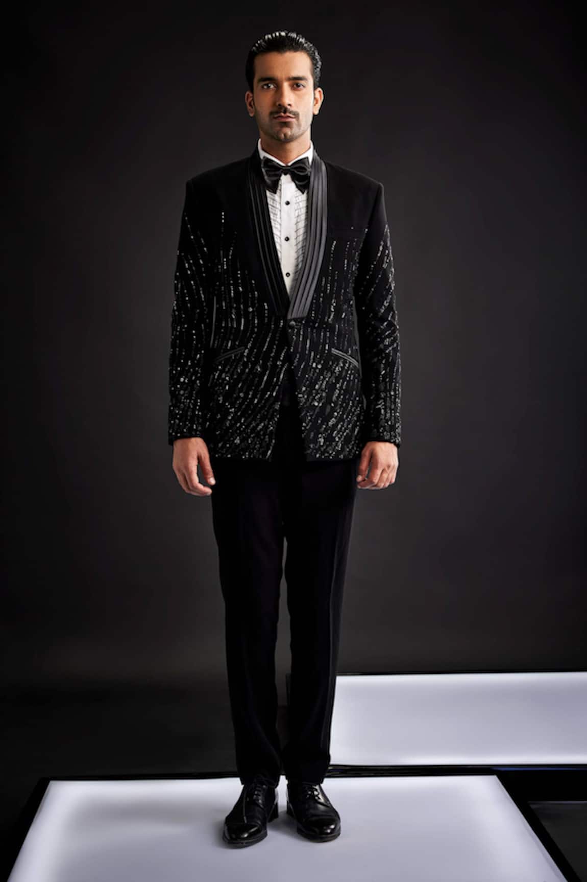 Sarab Khanijou Metallic Nalki Embellished Tuxedo & Pant Set