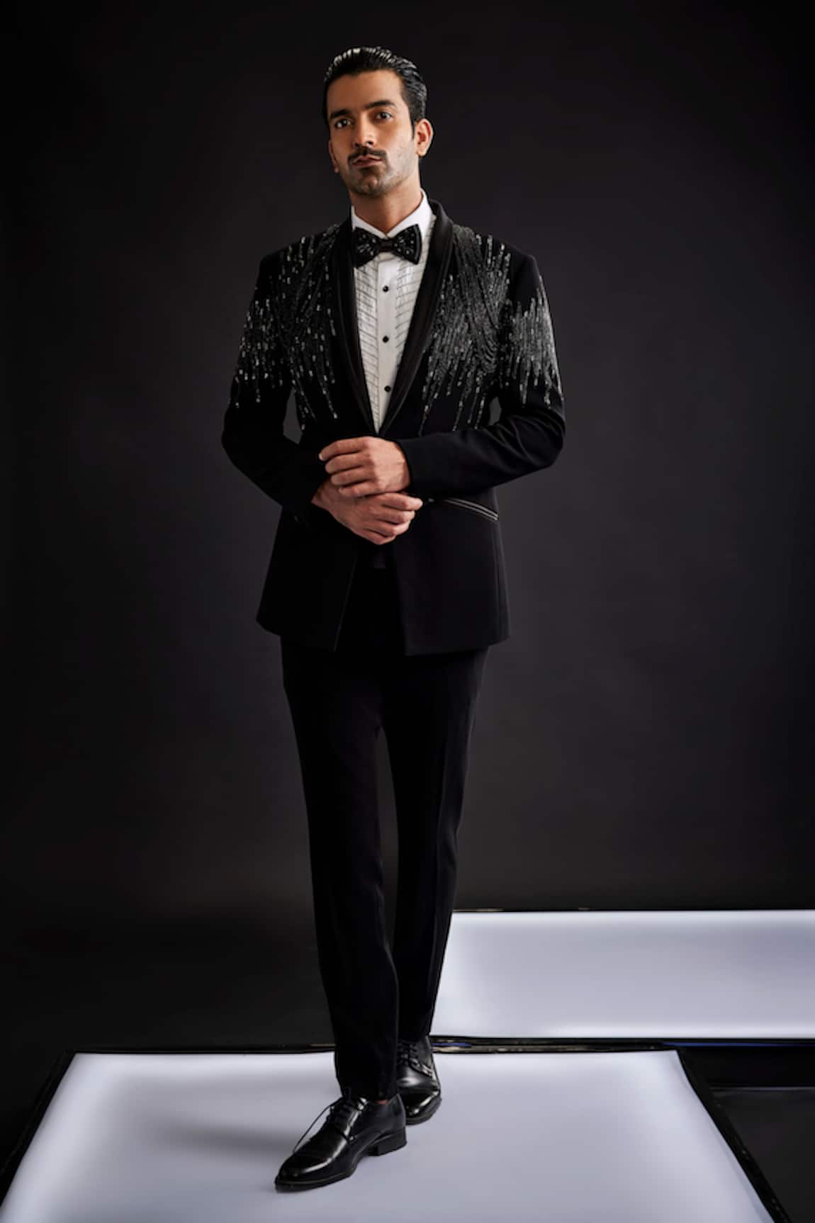 Sarab Khanijou Starburst Metallic Embellished Tuxedo & Pant Set
