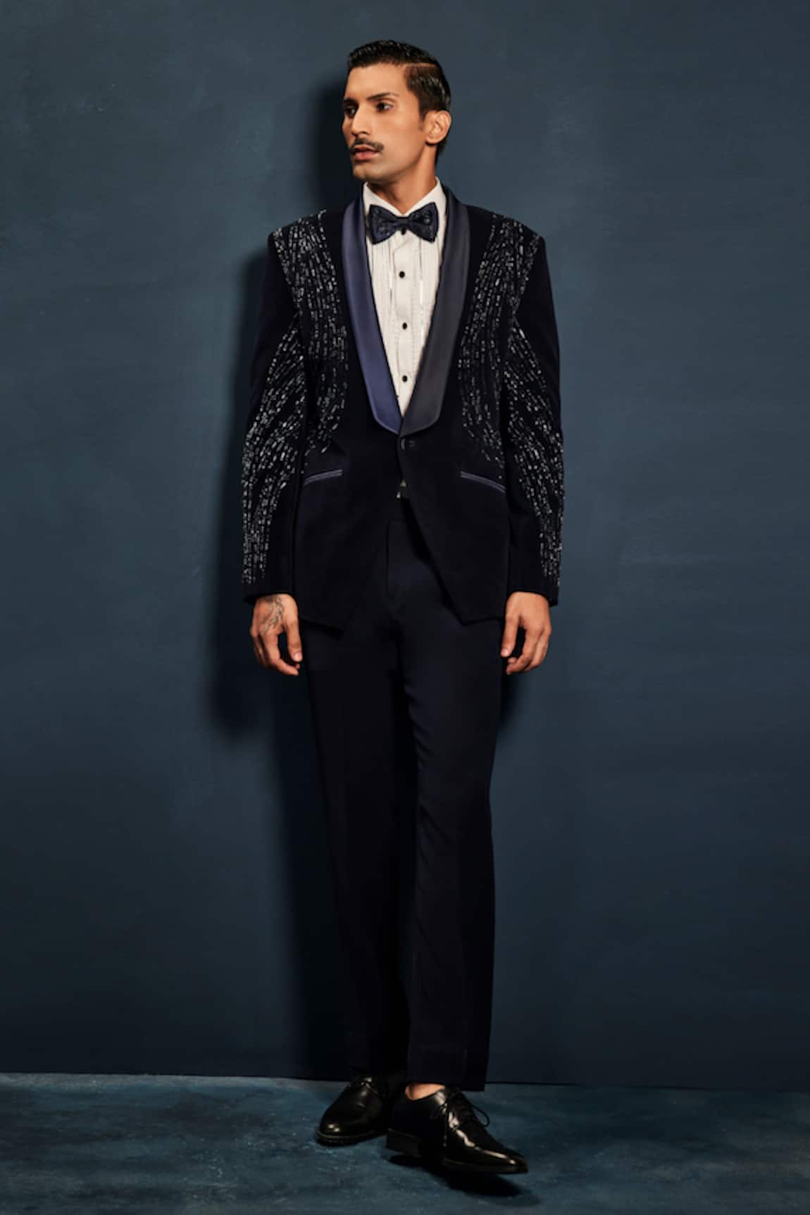 Sarab Khanijou Theo Metallic Galaxy Embellished Tuxedo & Pant Set