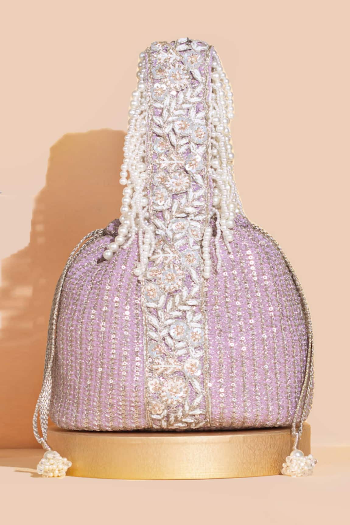 AMYRA Tara Sequin & Zardozi Embroidered Bucket Bag