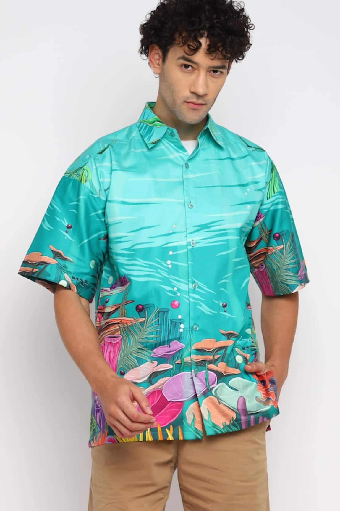 LoudLess Corel Reef Print Cotton Shirt