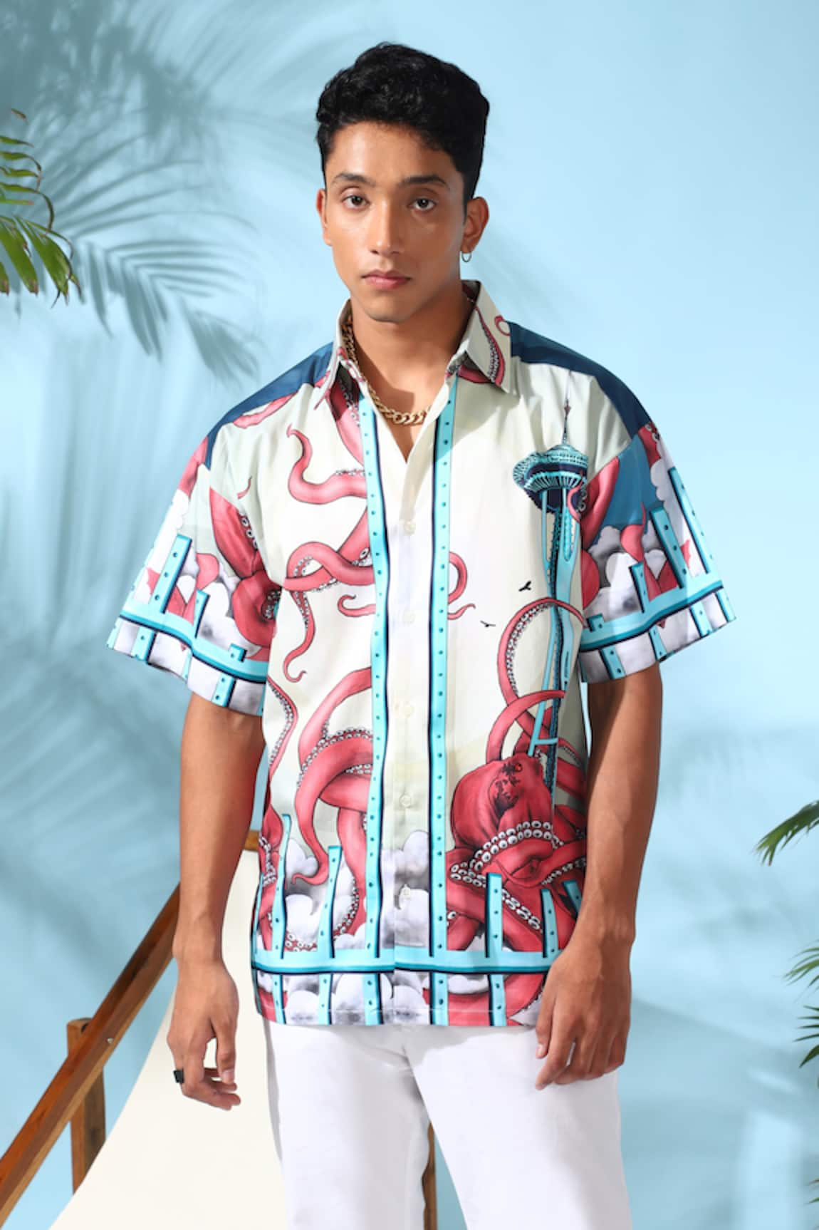 LoudLess Kraken Print Cotton Shirt