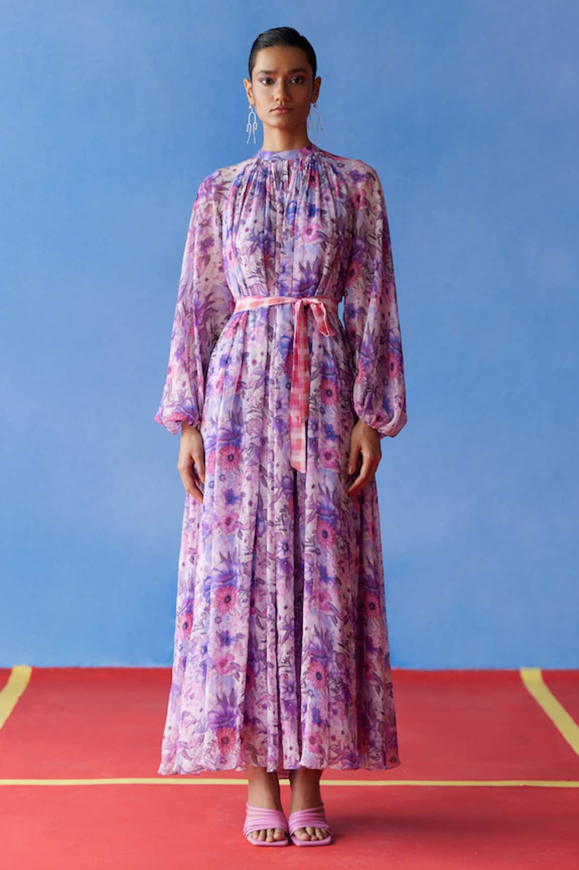 Uri by Mrunalini Rao Eden Blossom Print Maxi Dress With Belt