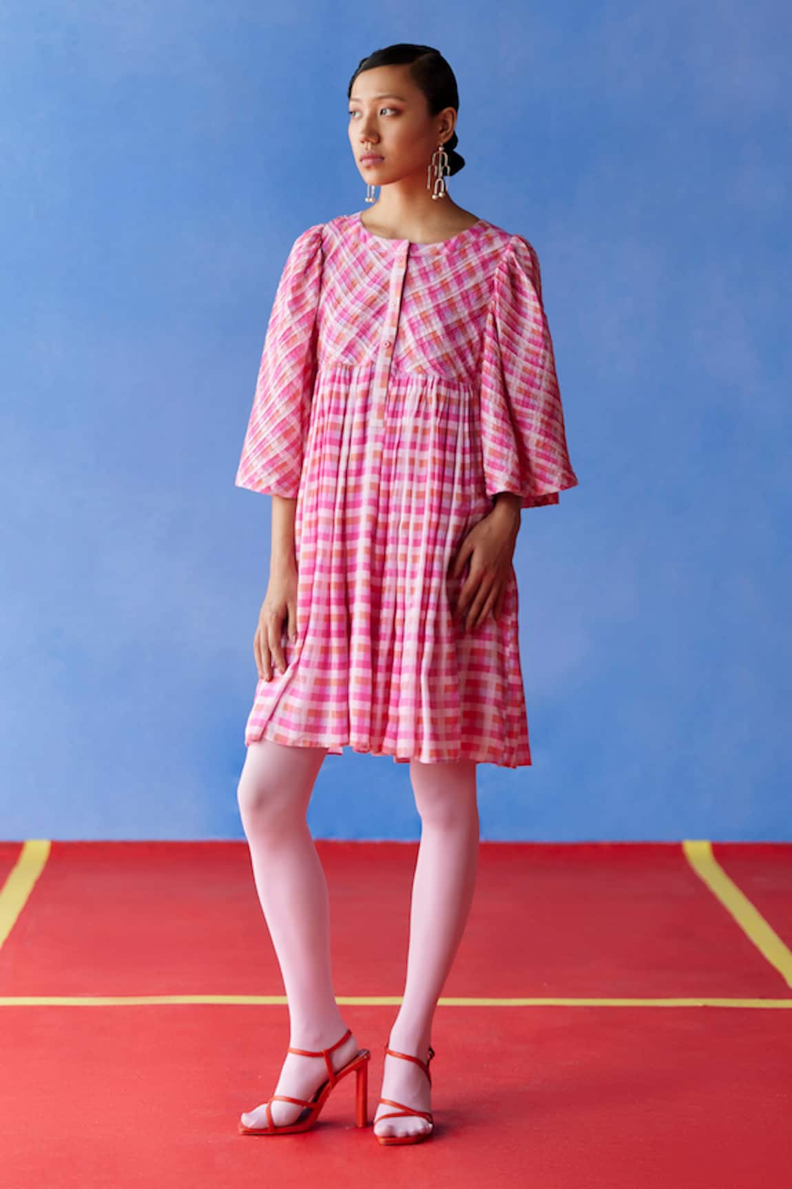 Uri by Mrunalini Rao Cookie Plaid Checkered Short Dress