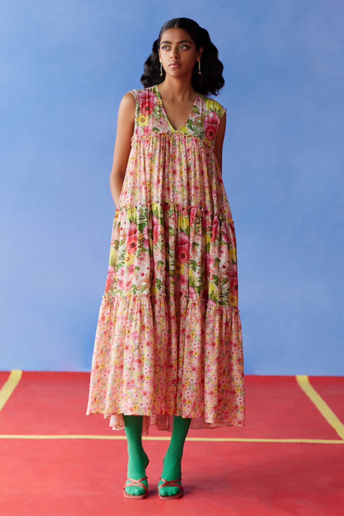 Uri by Mrunalini Rao Soiree Peony Floral Print Maxi Dress