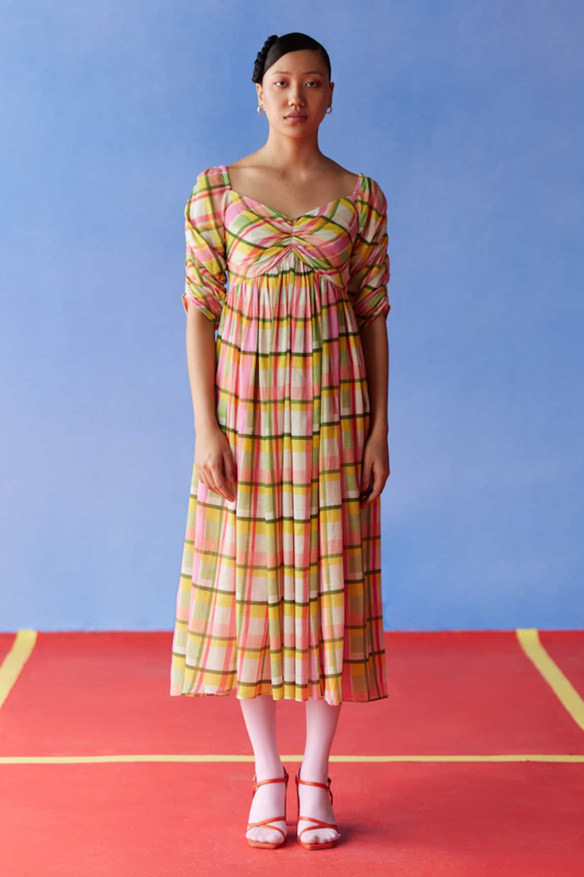 Uri by Mrunalini Rao Barberry Tartan Checkered Midi Dress